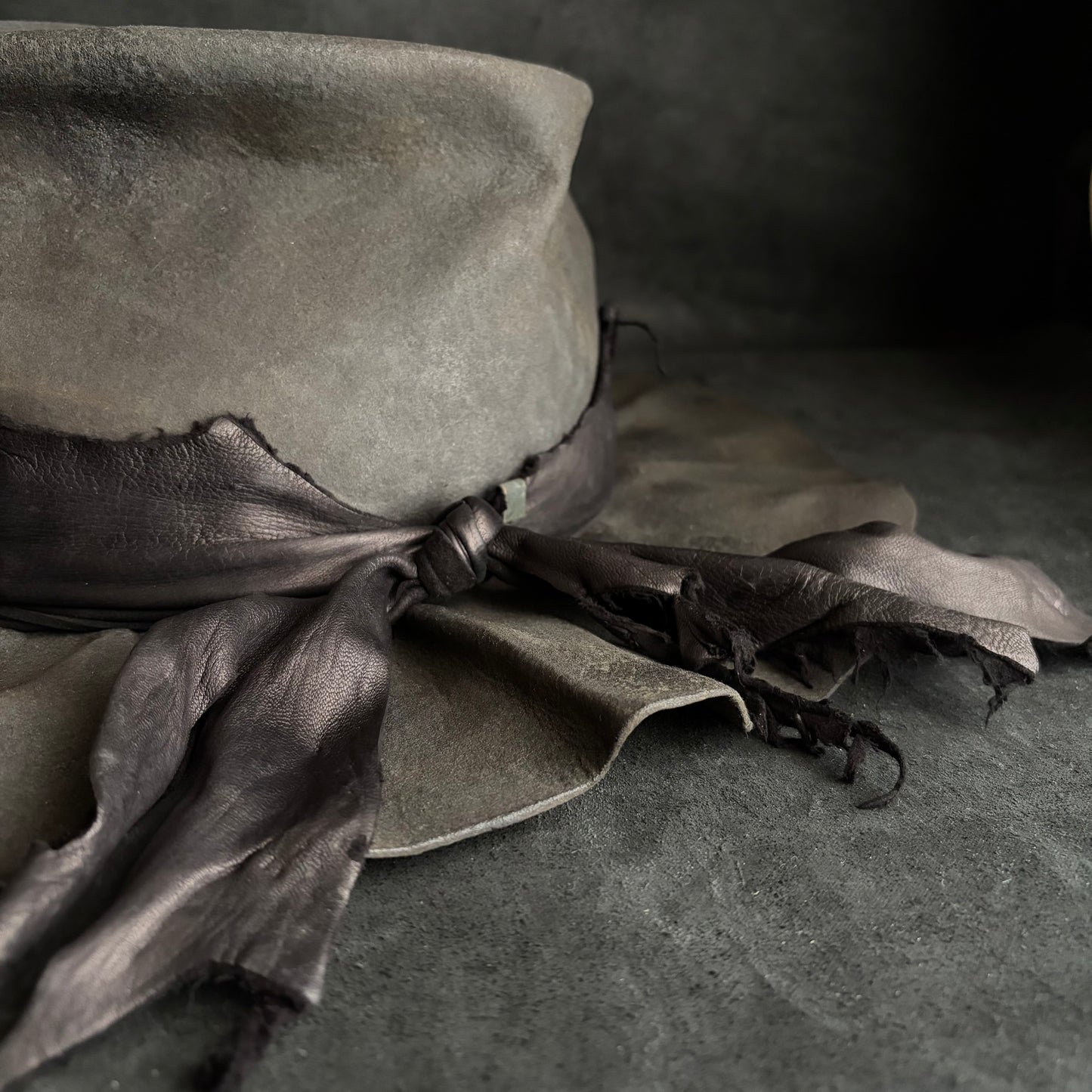 Charcoal fade leather fedora hat