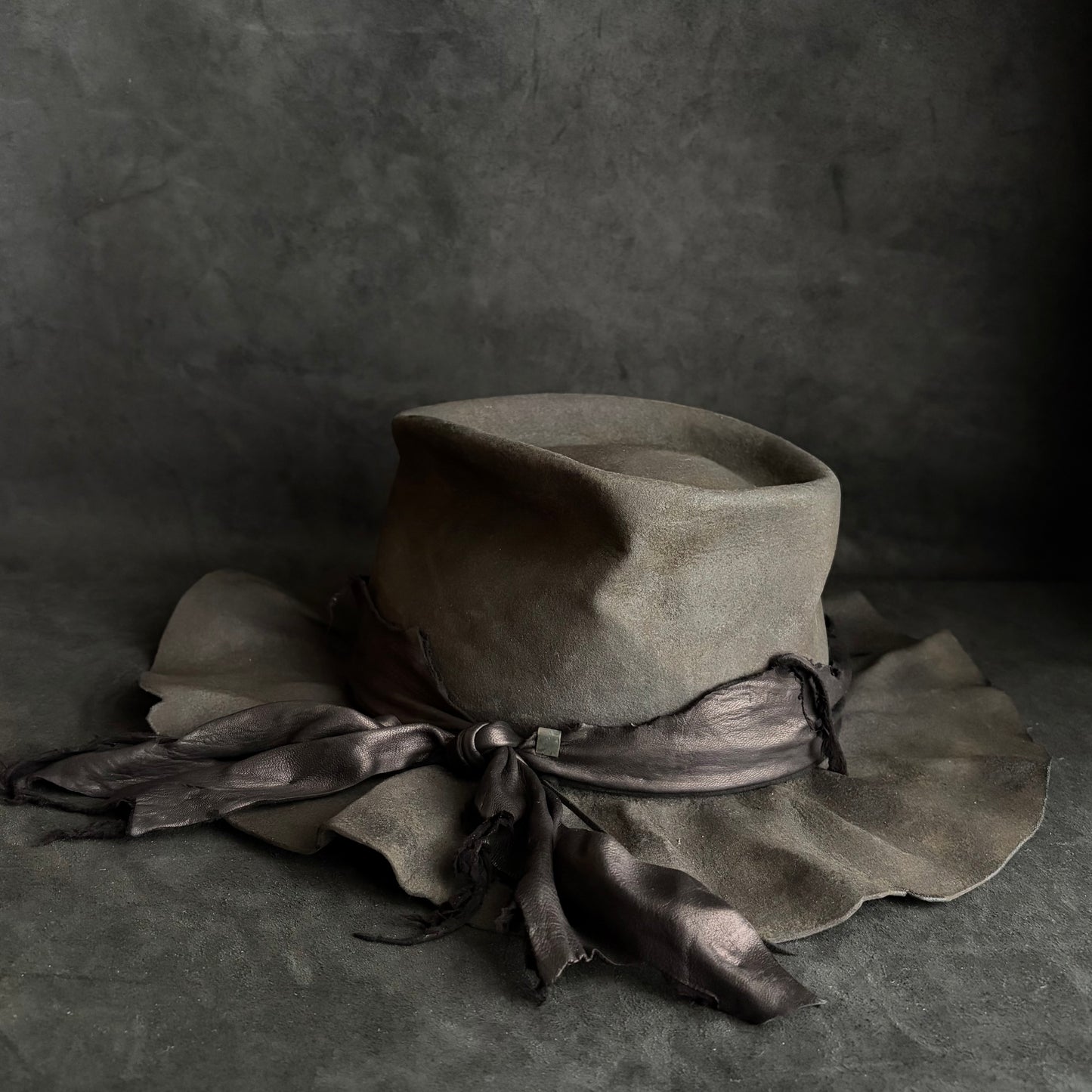 Charcoal fade leather fedora hat