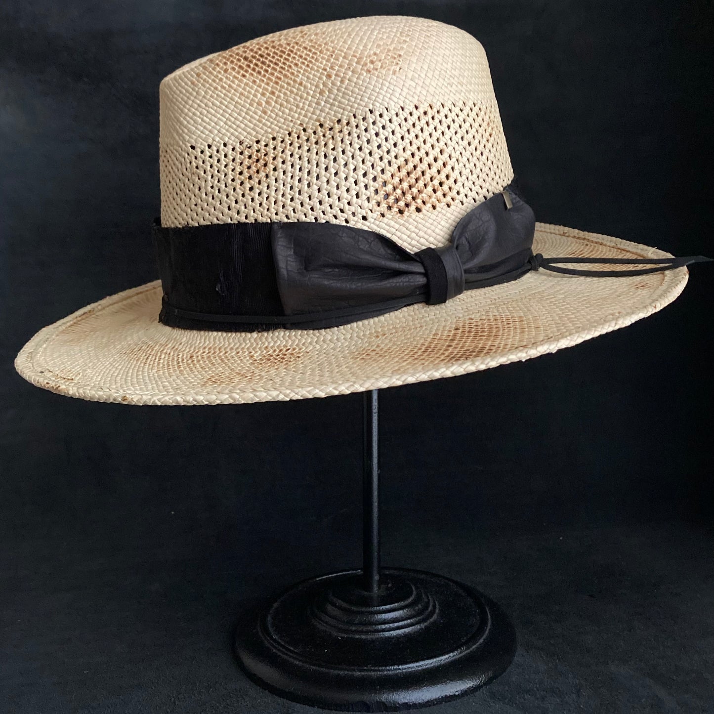 Burnt natural deco braid panama hat