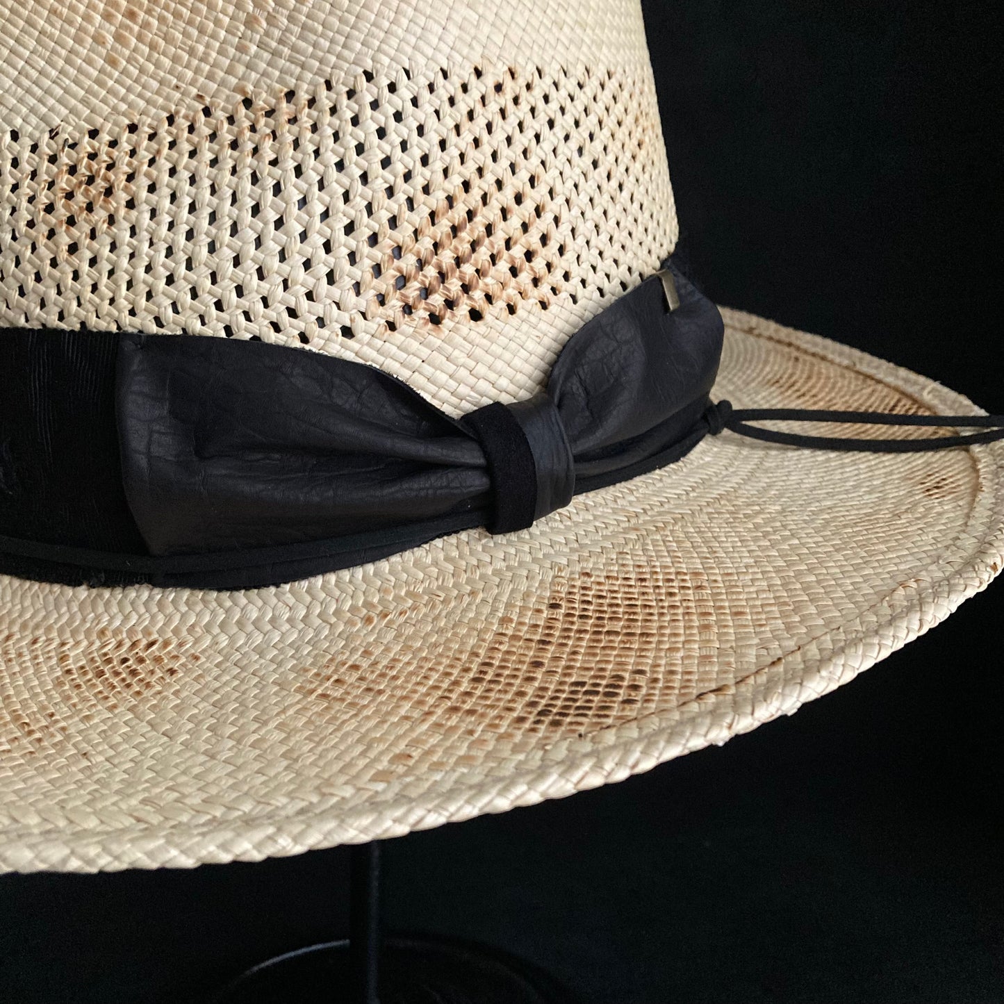 Burnt natural deco braid panama hat