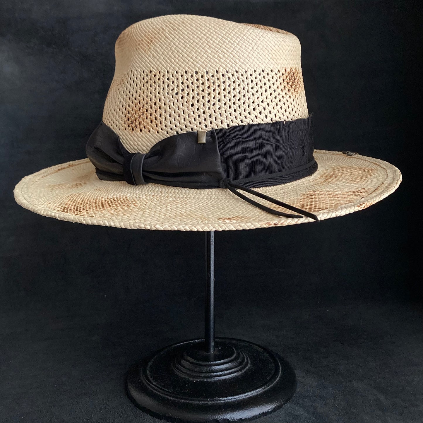 Burnt natural deco braid panama hat