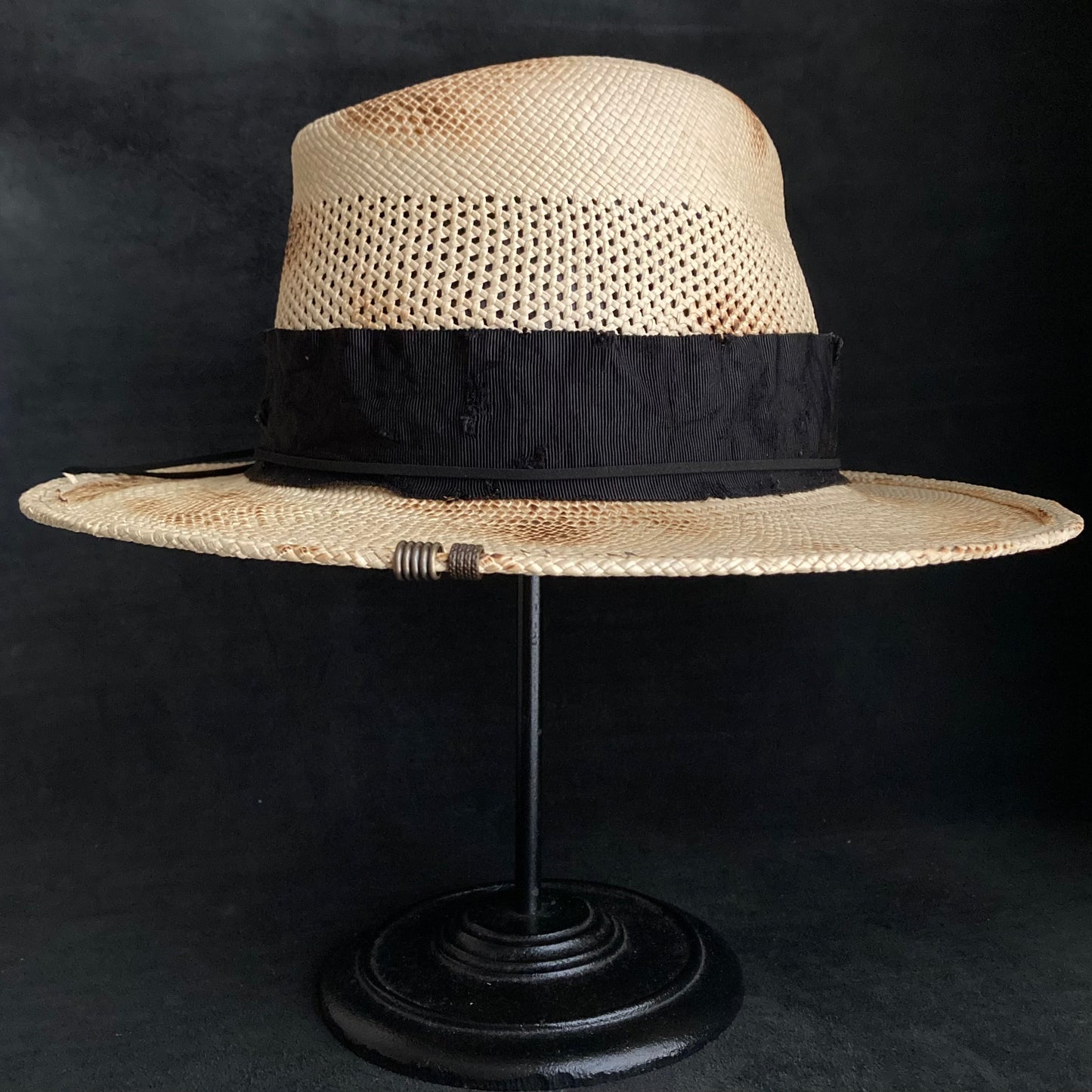 Burnt natural deco braid panama hat