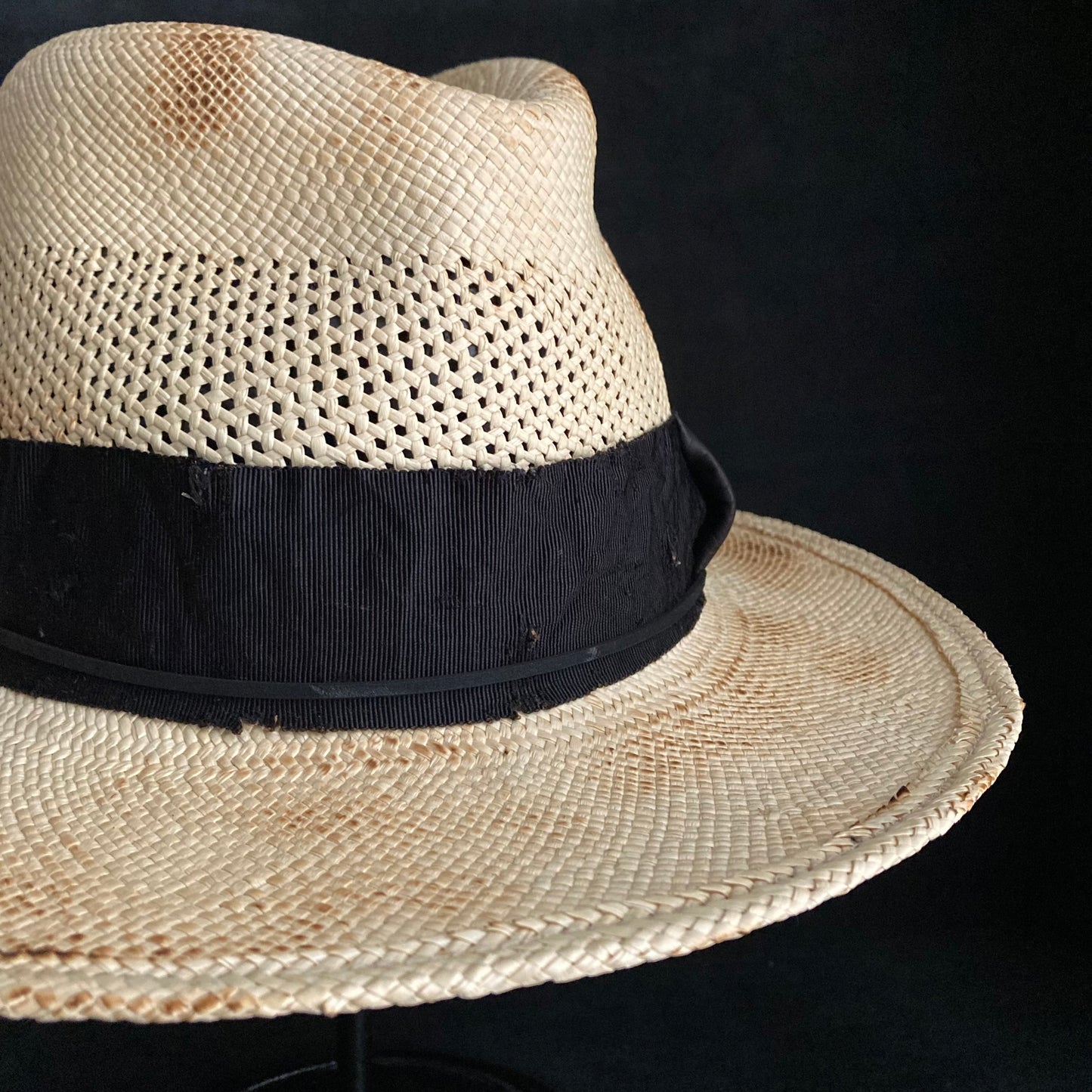 Burnt natural deco braid panama hat