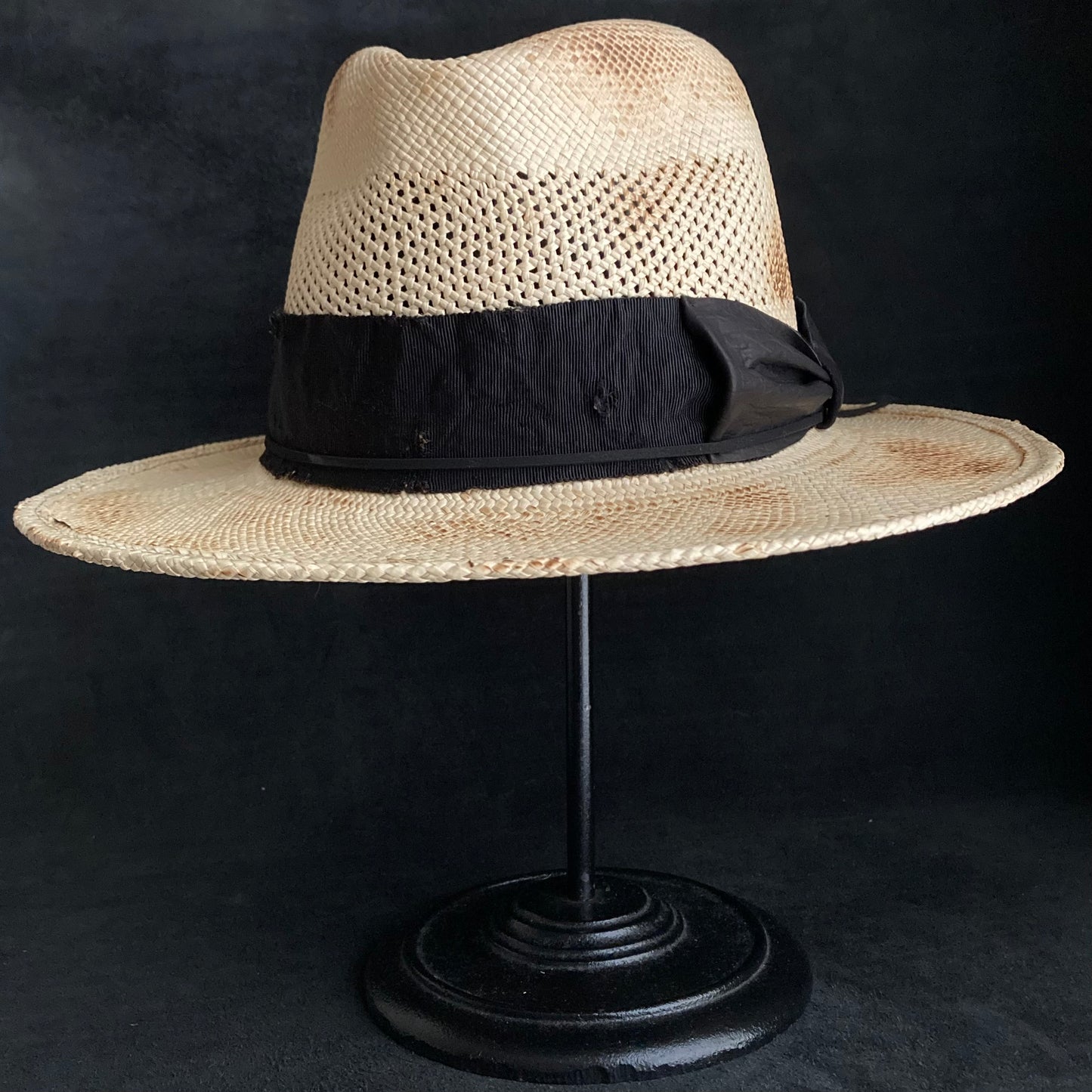 Burnt natural deco braid panama hat