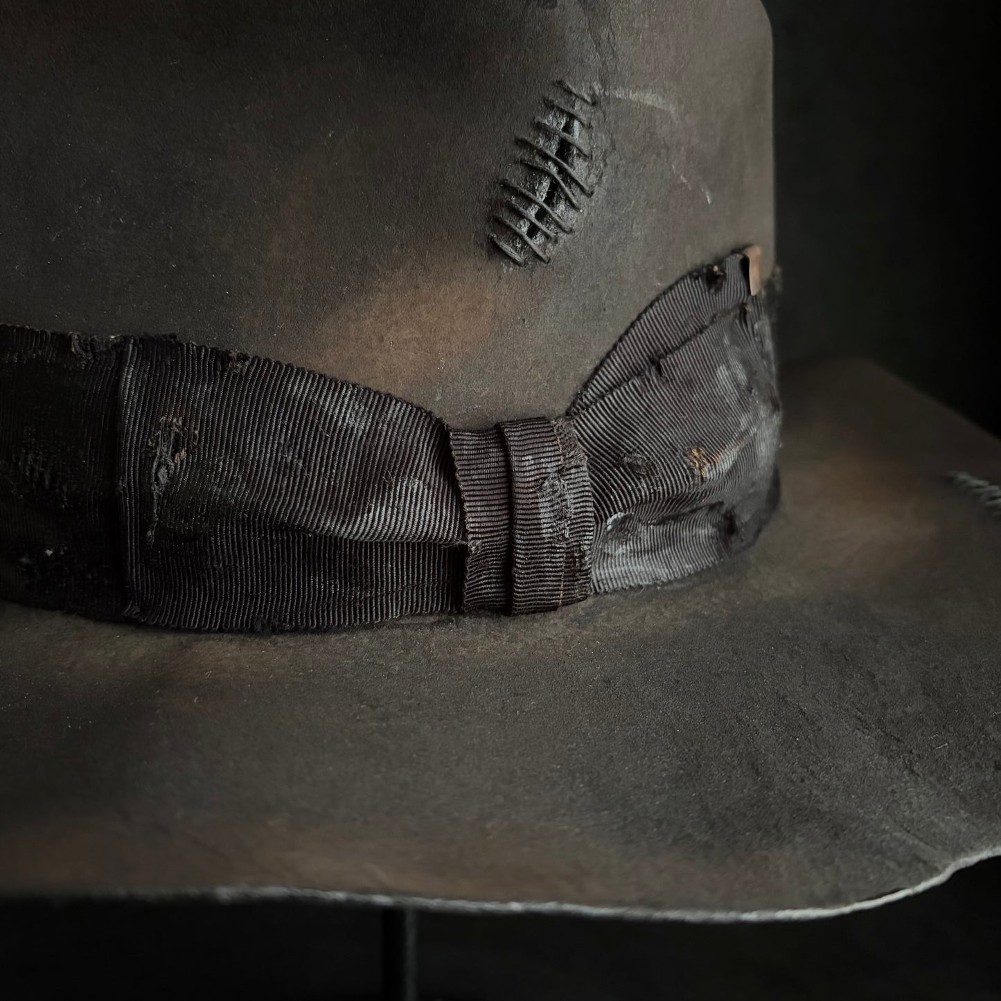 Charcoal grate damage fedora hat