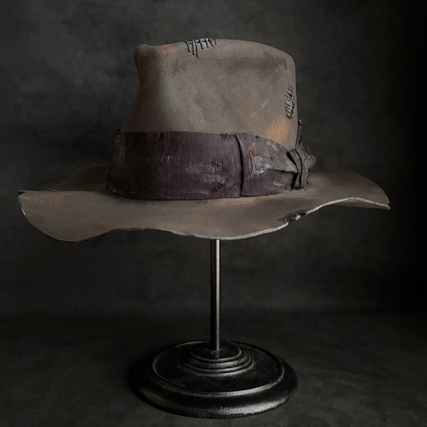 Charcoal grate damage fedora hat