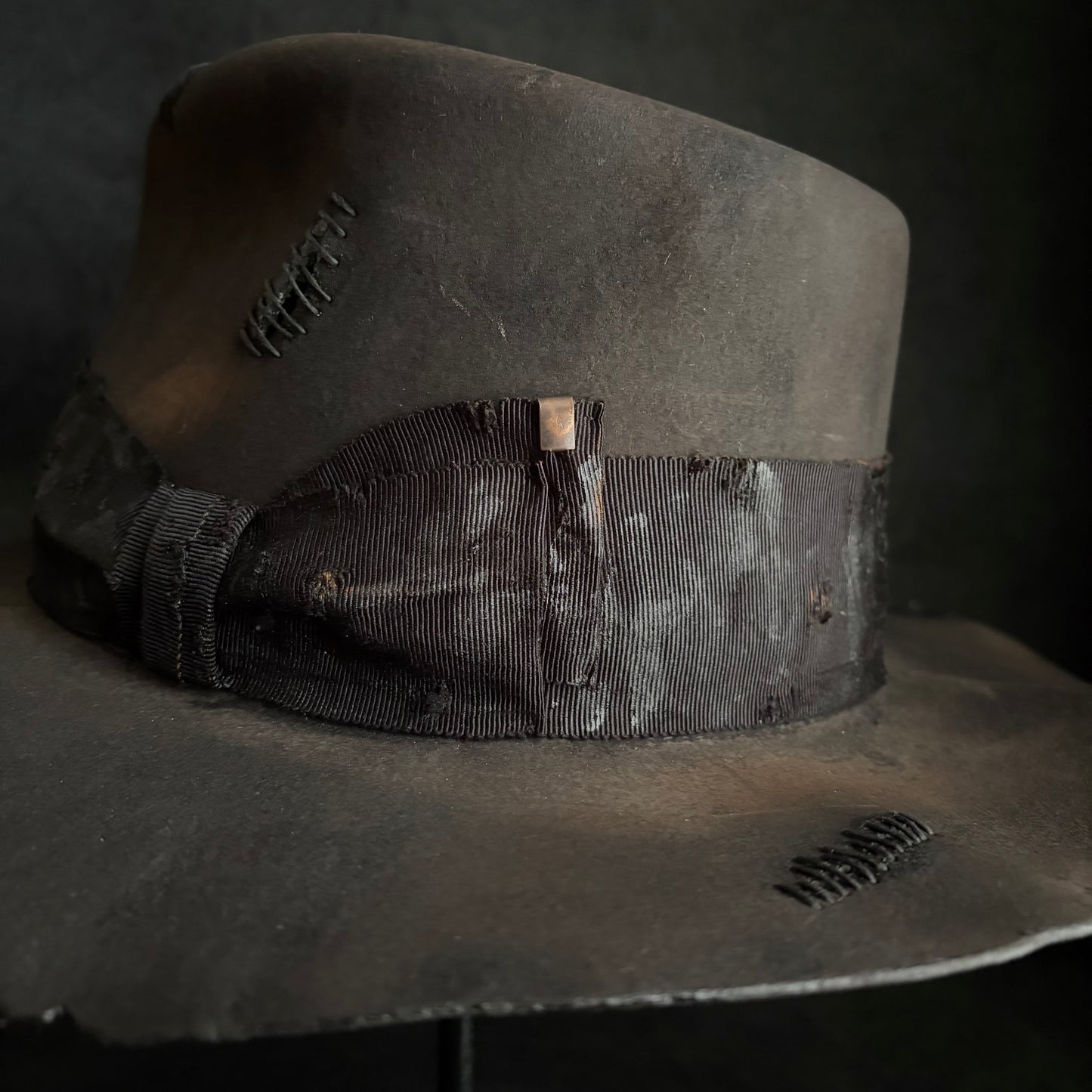 Charcoal grate damage fedora hat