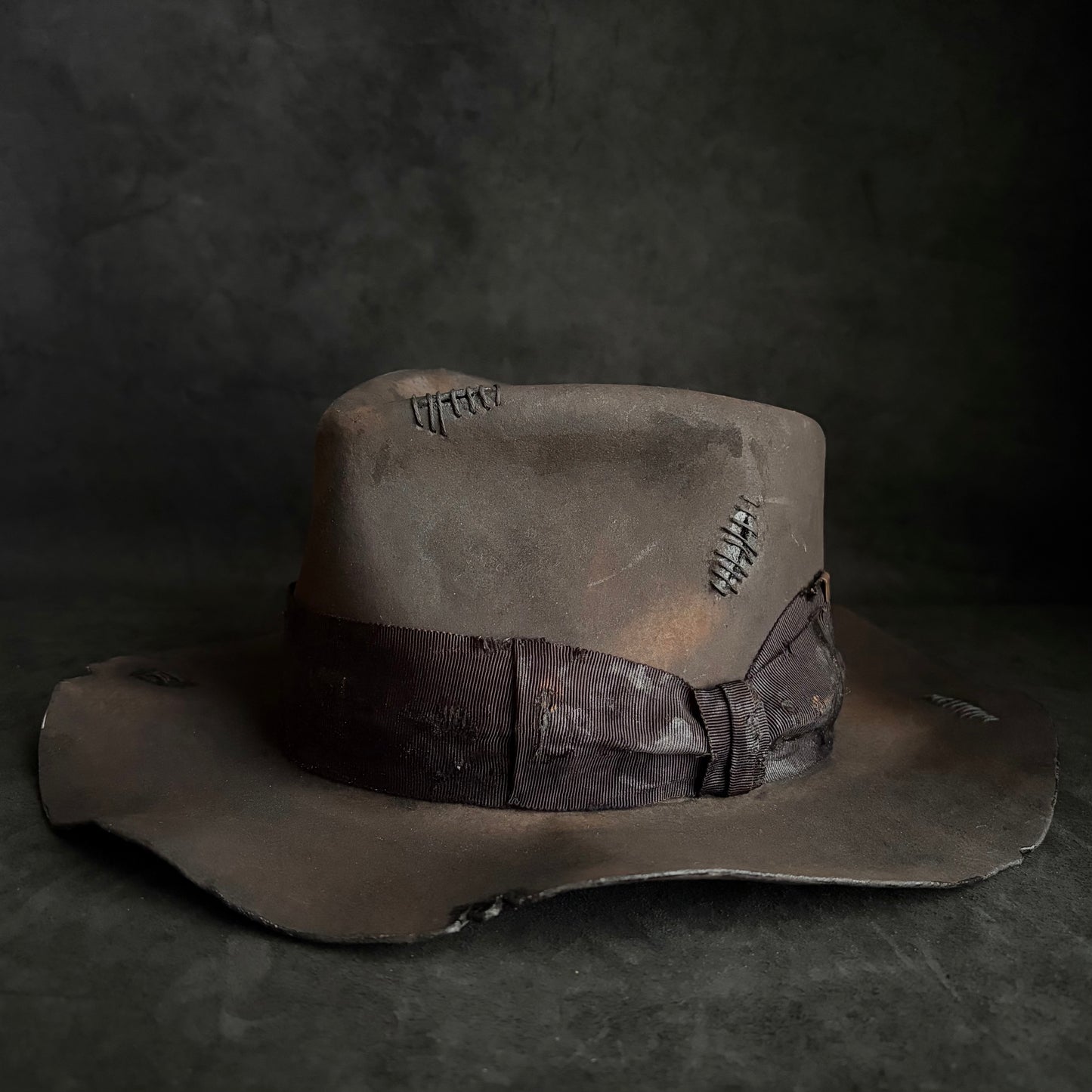 Charcoal grate damage fedora hat