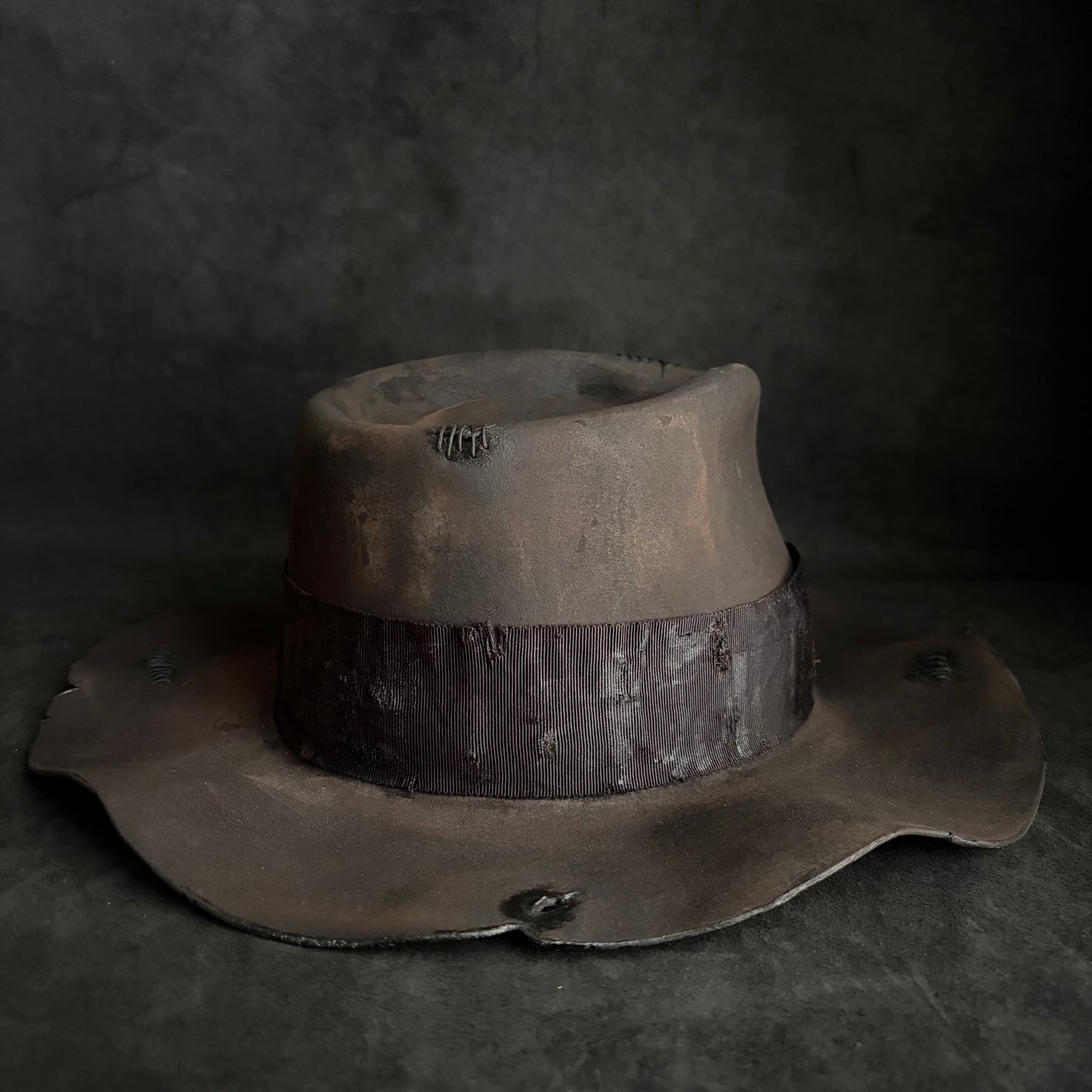 Charcoal grate damage fedora hat