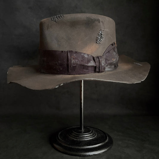 Charcoal grate damage fedora hat