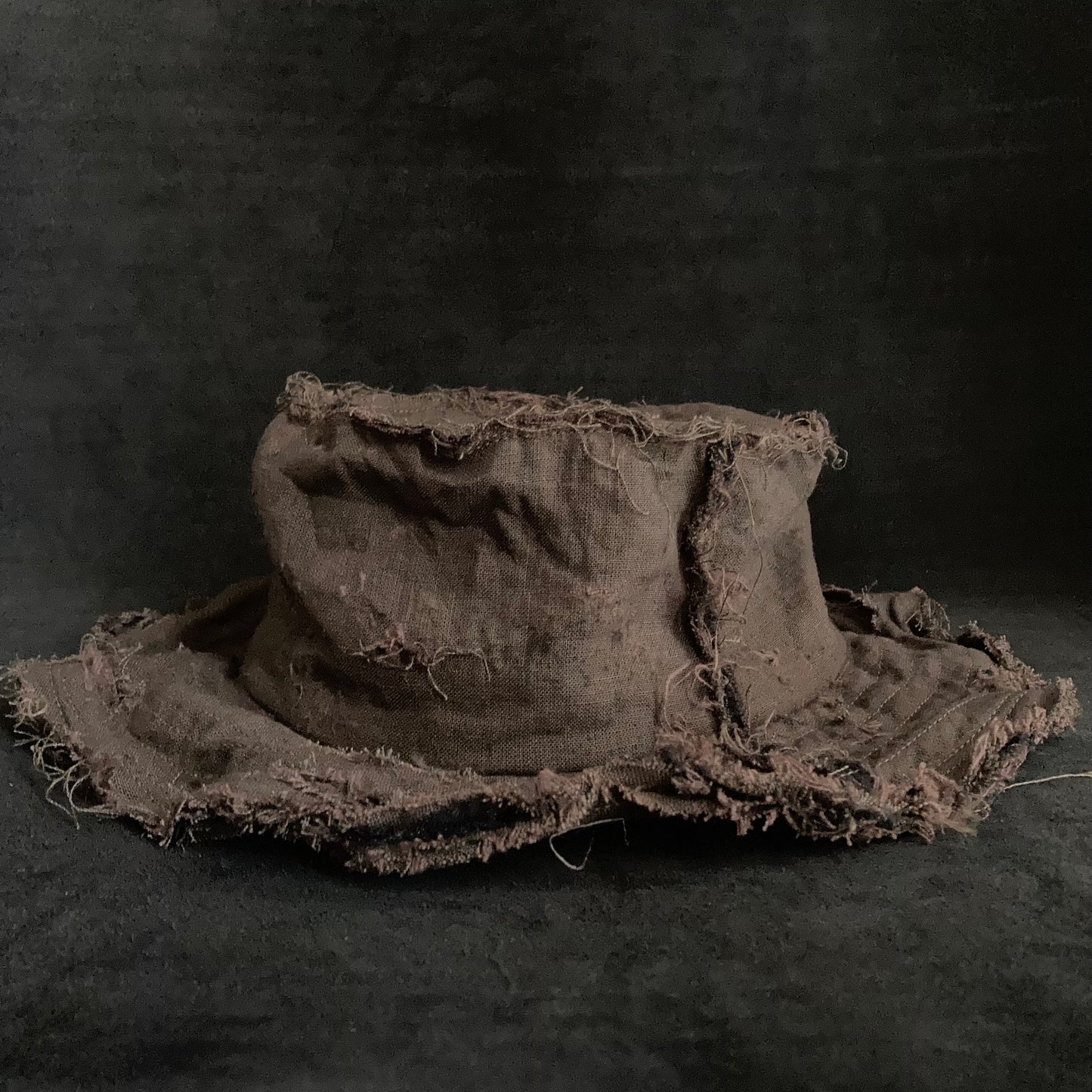 Back side brown khaki linen bucket hat