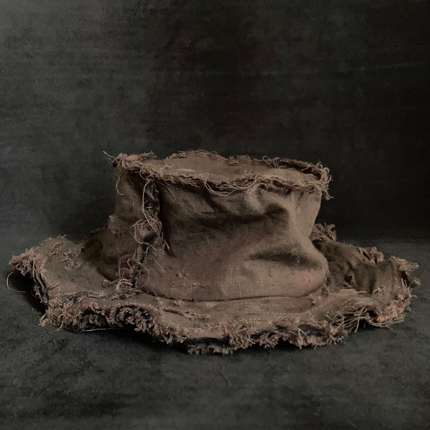 Back side brown khaki linen bucket hat