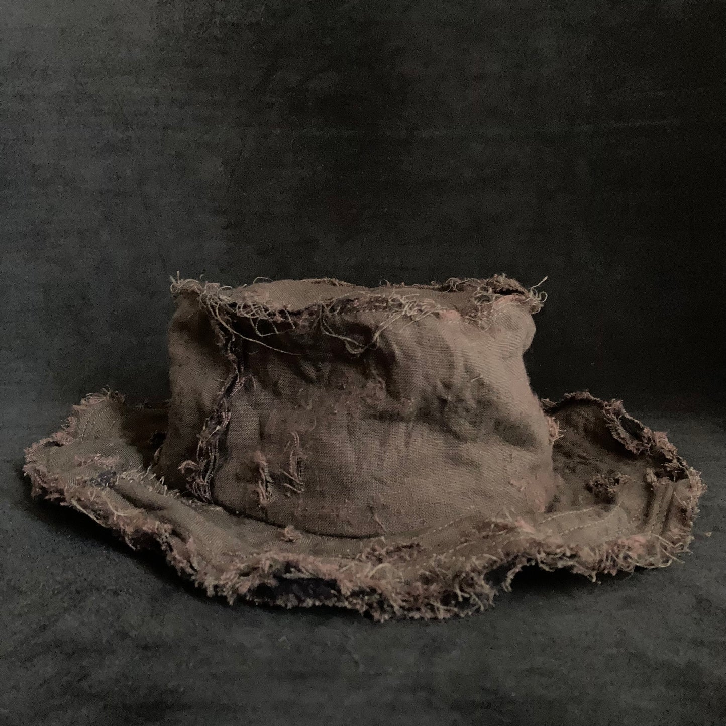 Back side brown khaki linen bucket hat