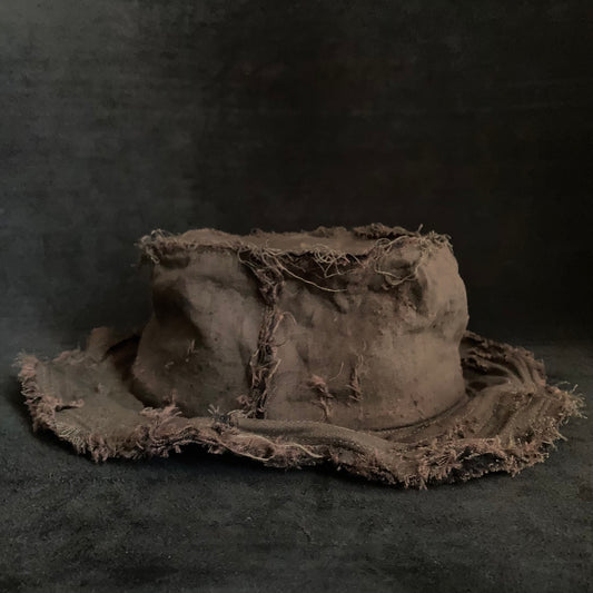 Back side brown khaki linen bucket hat