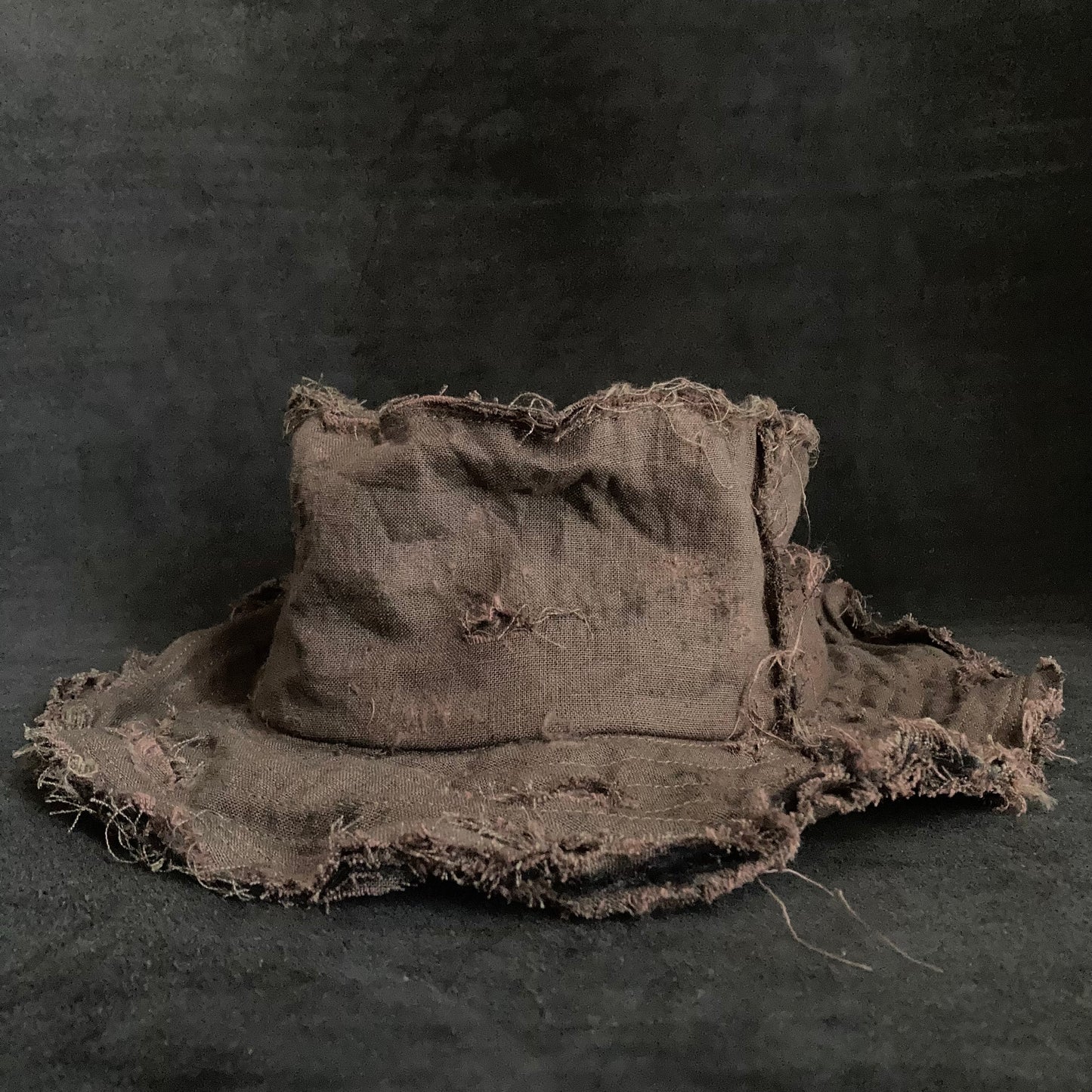 Back side brown khaki linen bucket hat