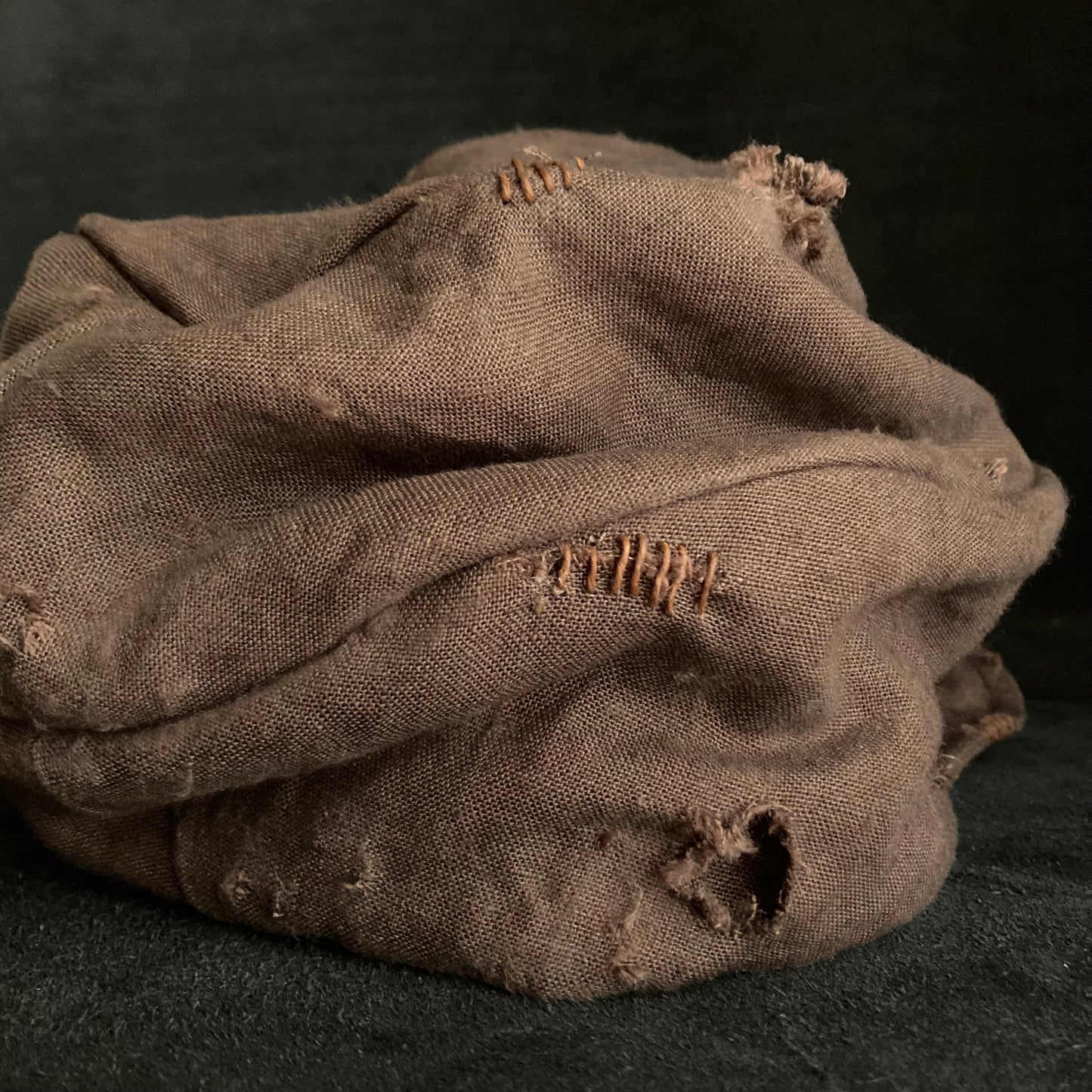 Brown linen damage turn cap