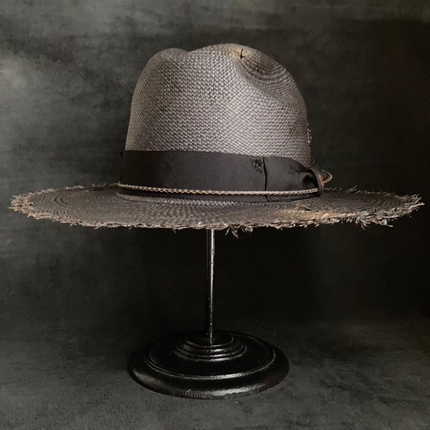 Burned scars black panama hat