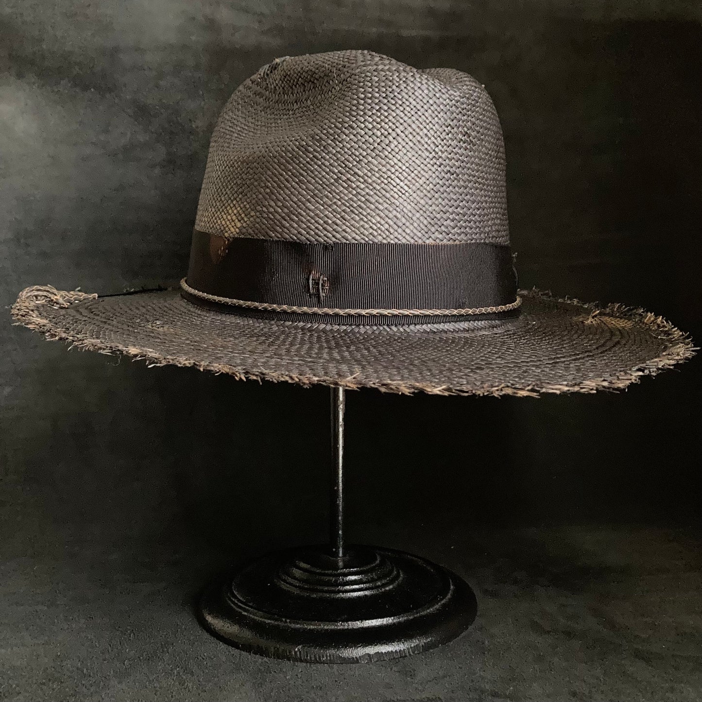 Burned scars black panama hat