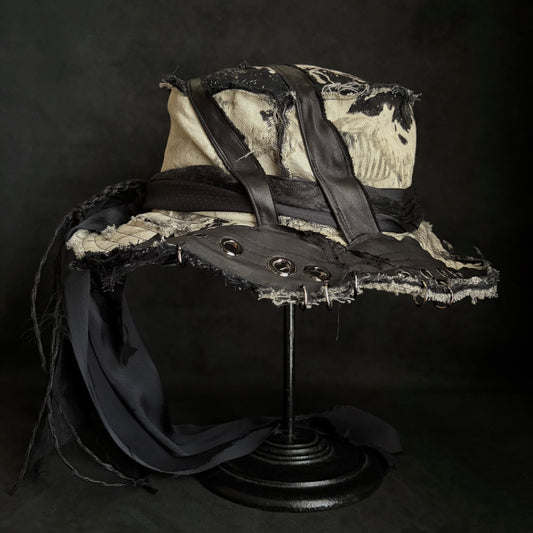 [ Takamiya Shohei × triangles hat ] Destroy skeleton denim bucket hat
