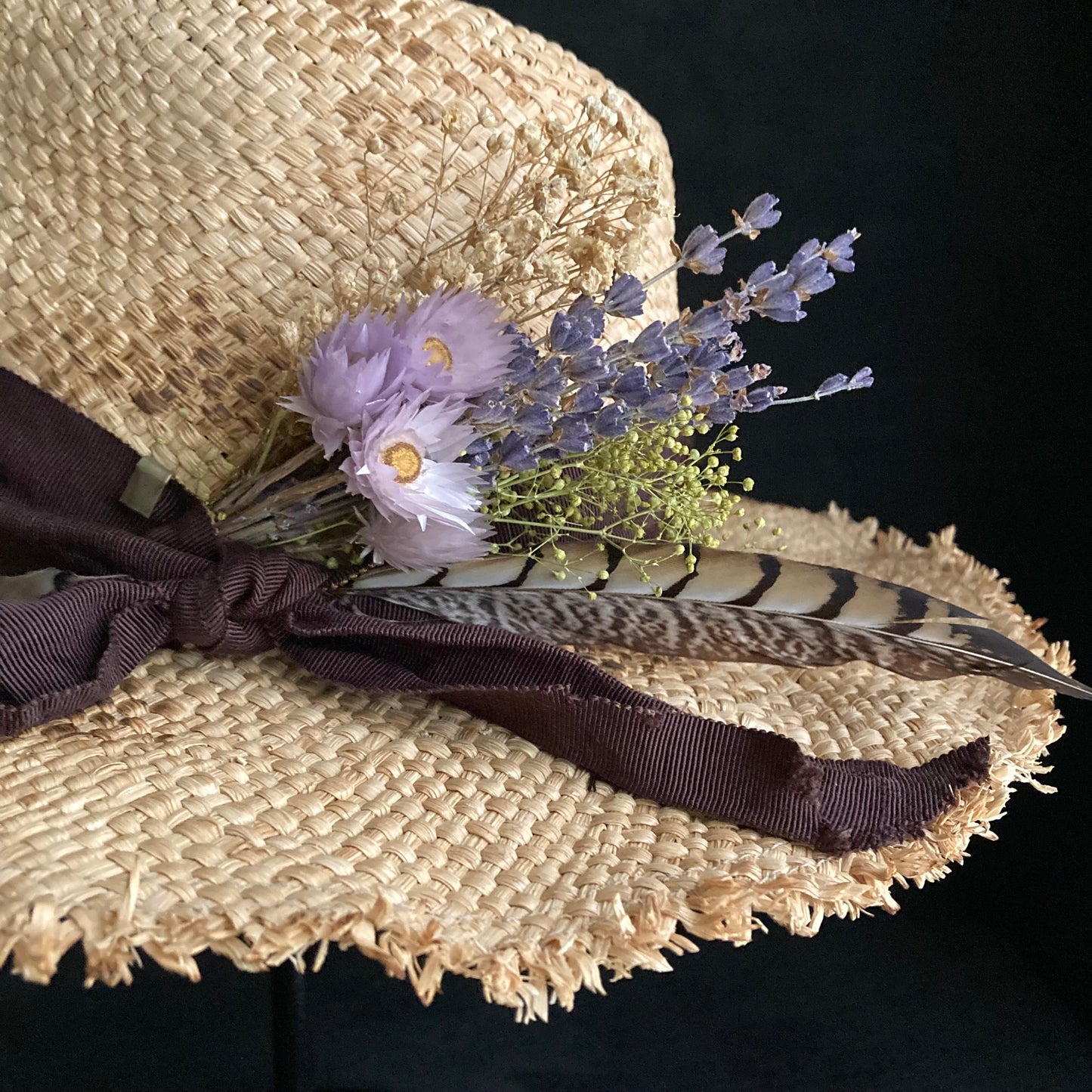 Burnt natural raffia fedora hat