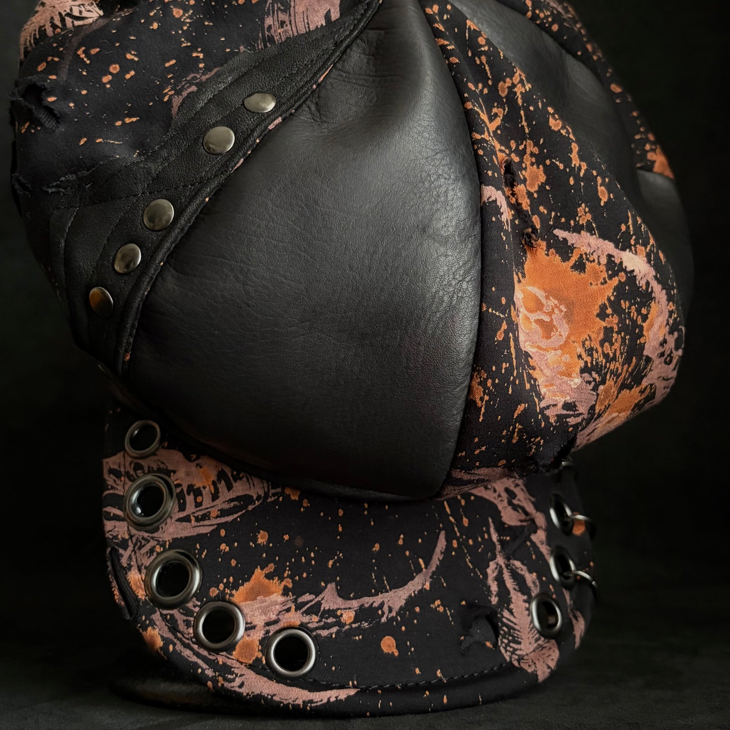 [ Takamiya Shohei × triangles hat ] Bone rock mix leather casquette
