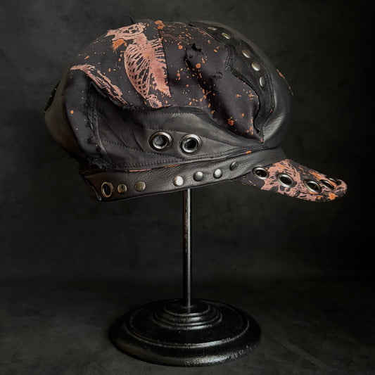 [ Takamiya Shohei × triangles hat ] Bone rock mix leather casquette