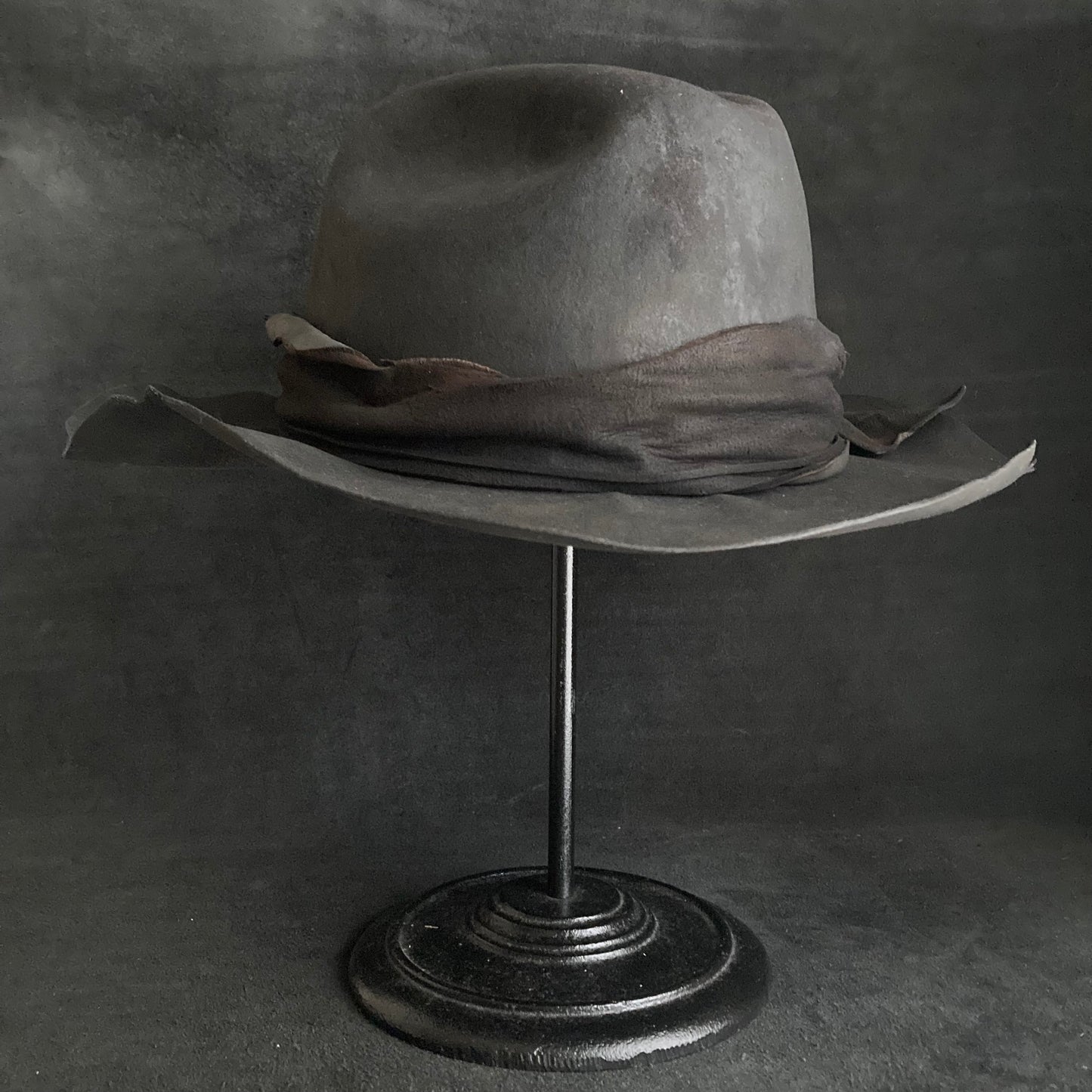 Charcoal jagged leather western hat