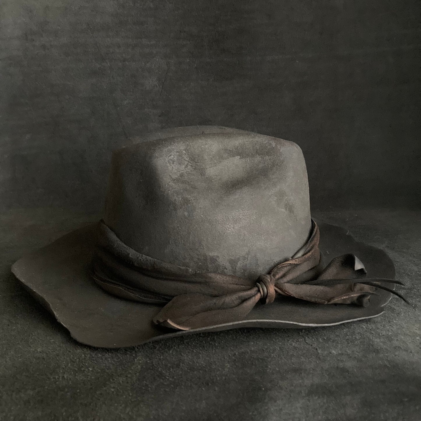 Charcoal jagged leather western hat