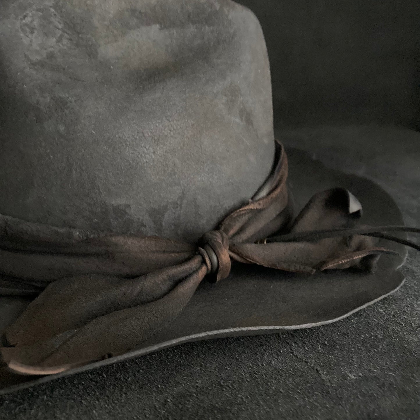 Charcoal jagged leather western hat