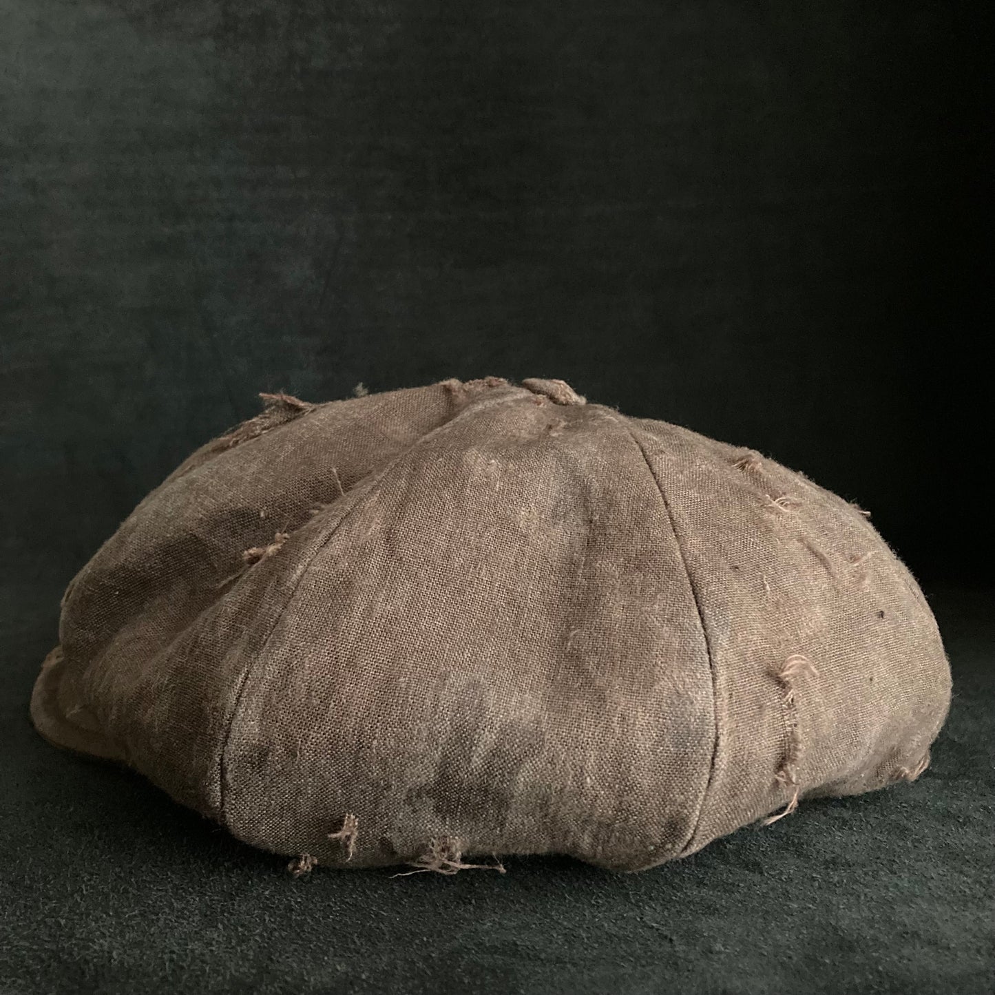 Big volume brown linen damage  casquette (brim core)