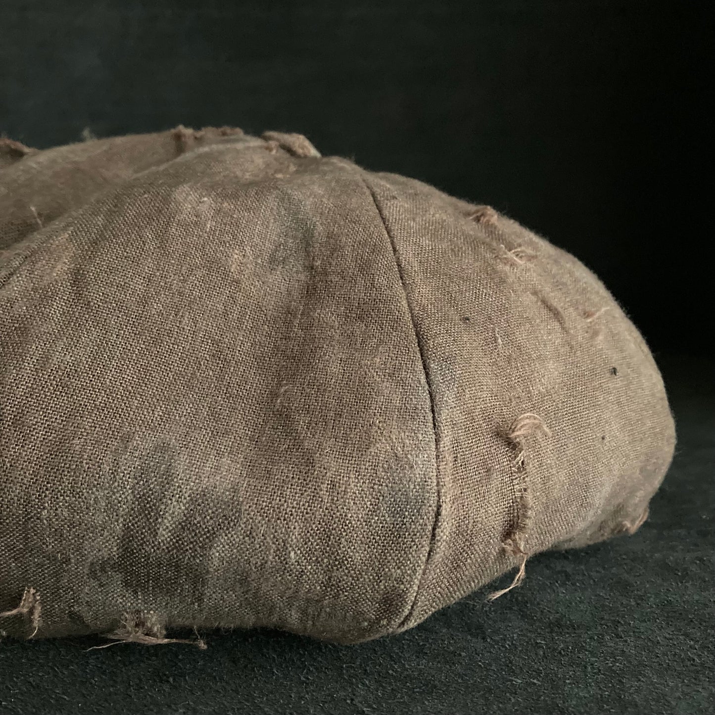 Big volume brown linen damage  casquette (brim core)