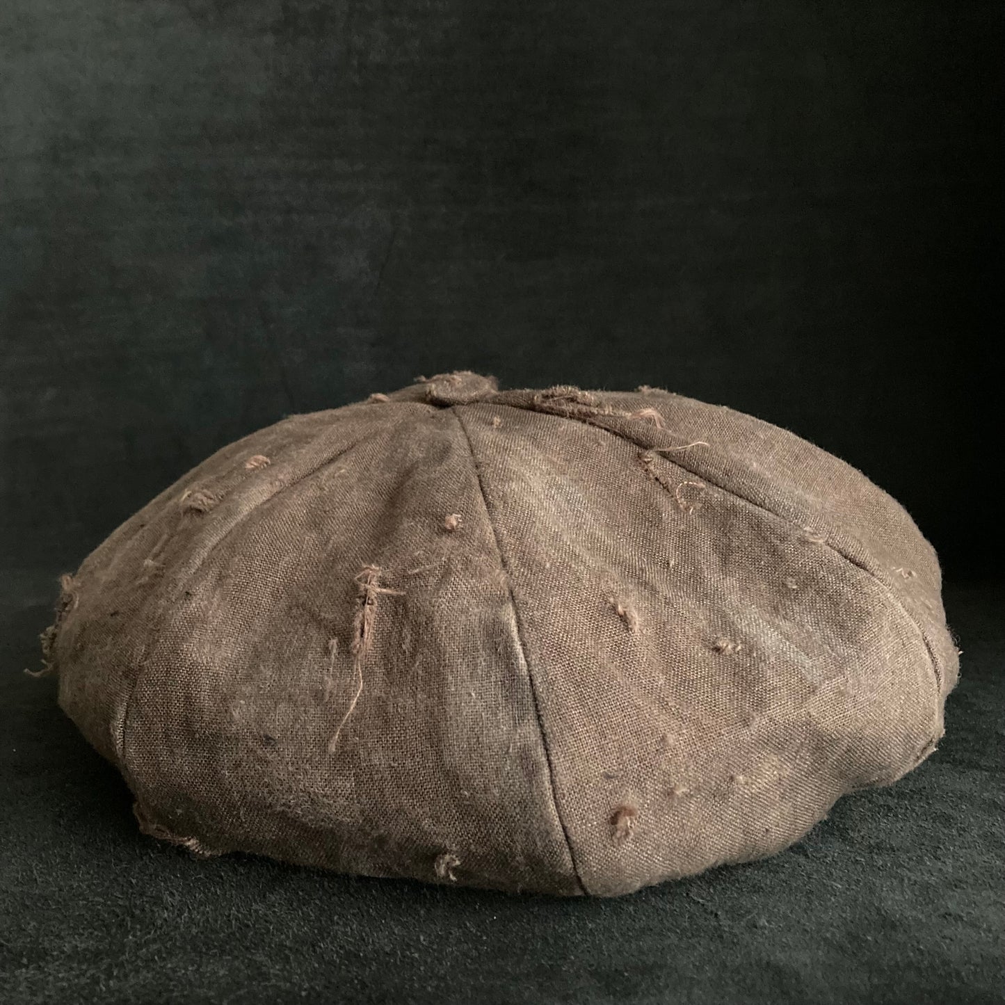 Big volume brown linen damage  casquette (brim core)