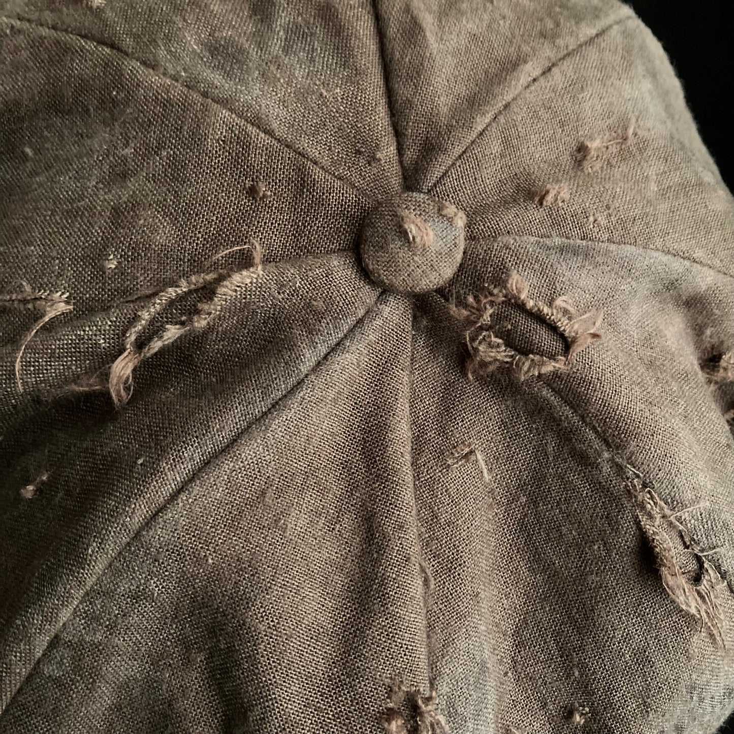Big volume brown linen damage  casquette (brim core)