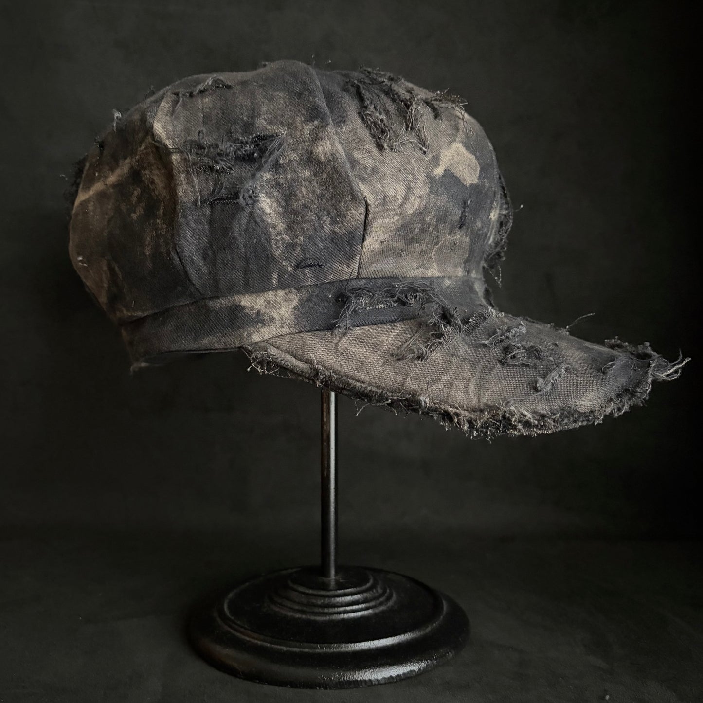 Hard damage bleach denim casquette