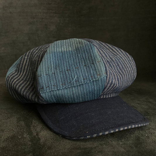 Indigo stripe mix big casquette