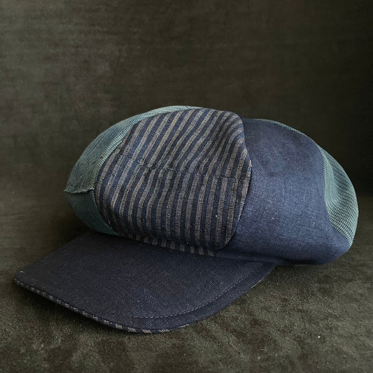 Indigo stripe mix big casquette