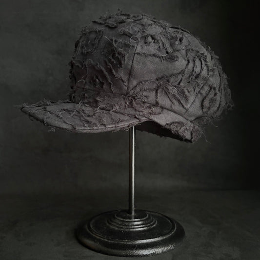 Black linen loop patch work casquette