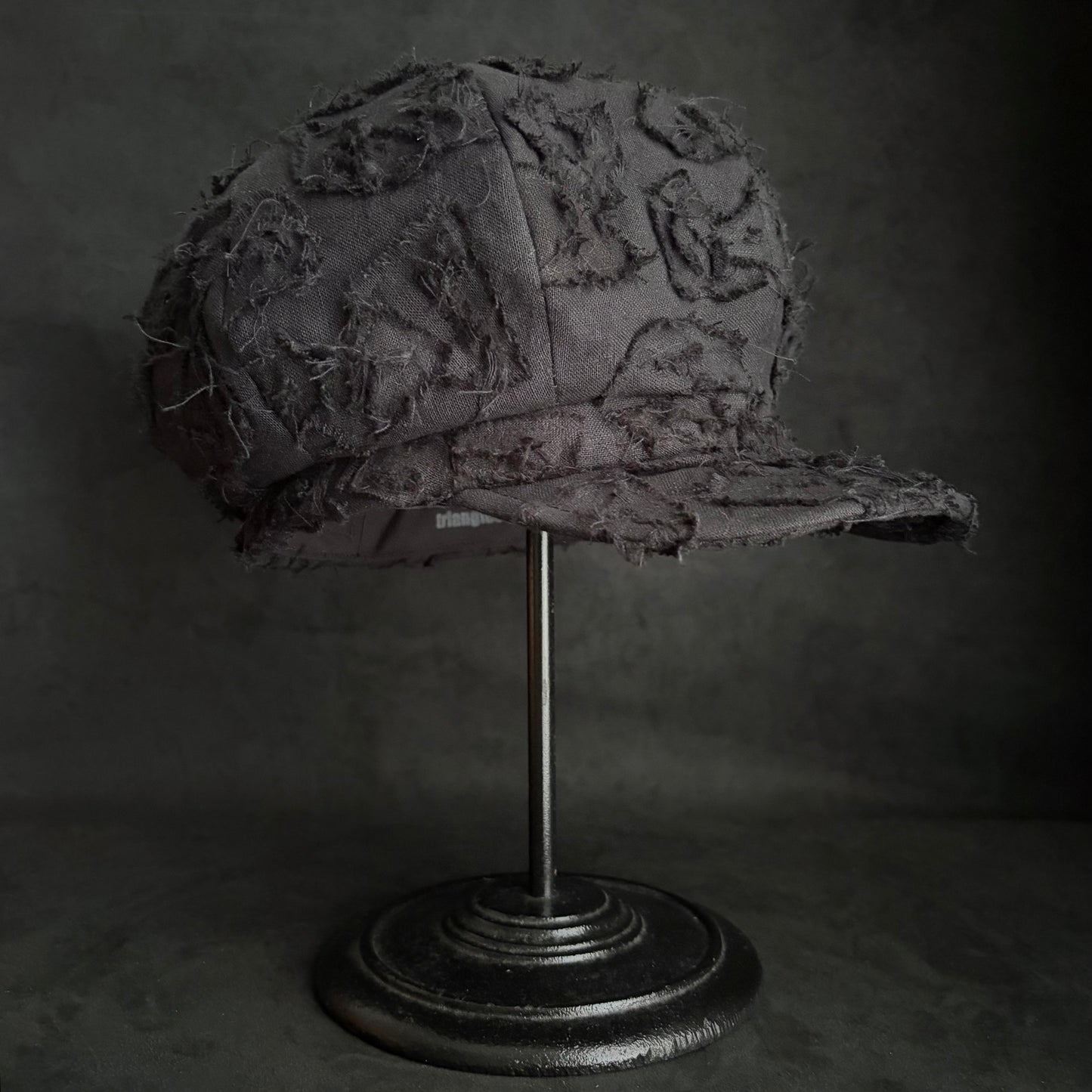 Black linen loop patch work casquette