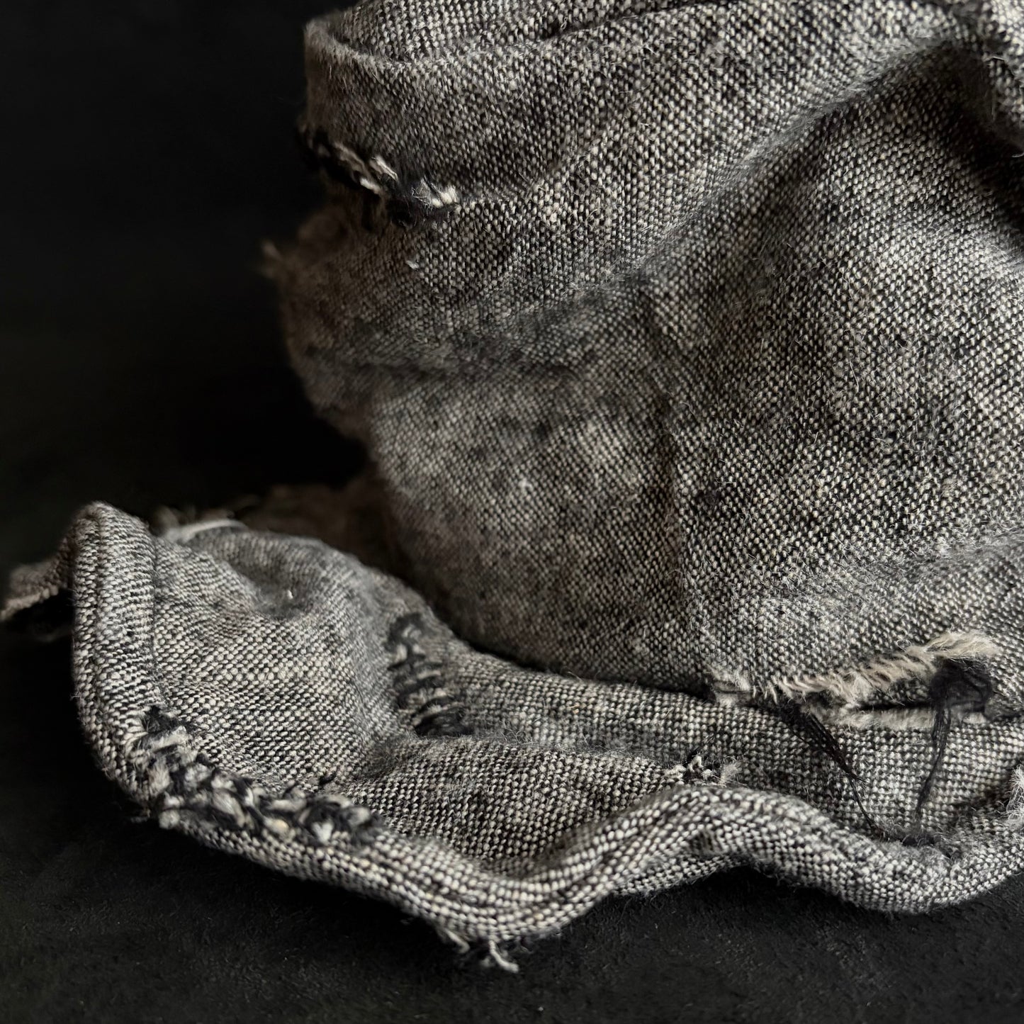 Slab black gray damage turn cap