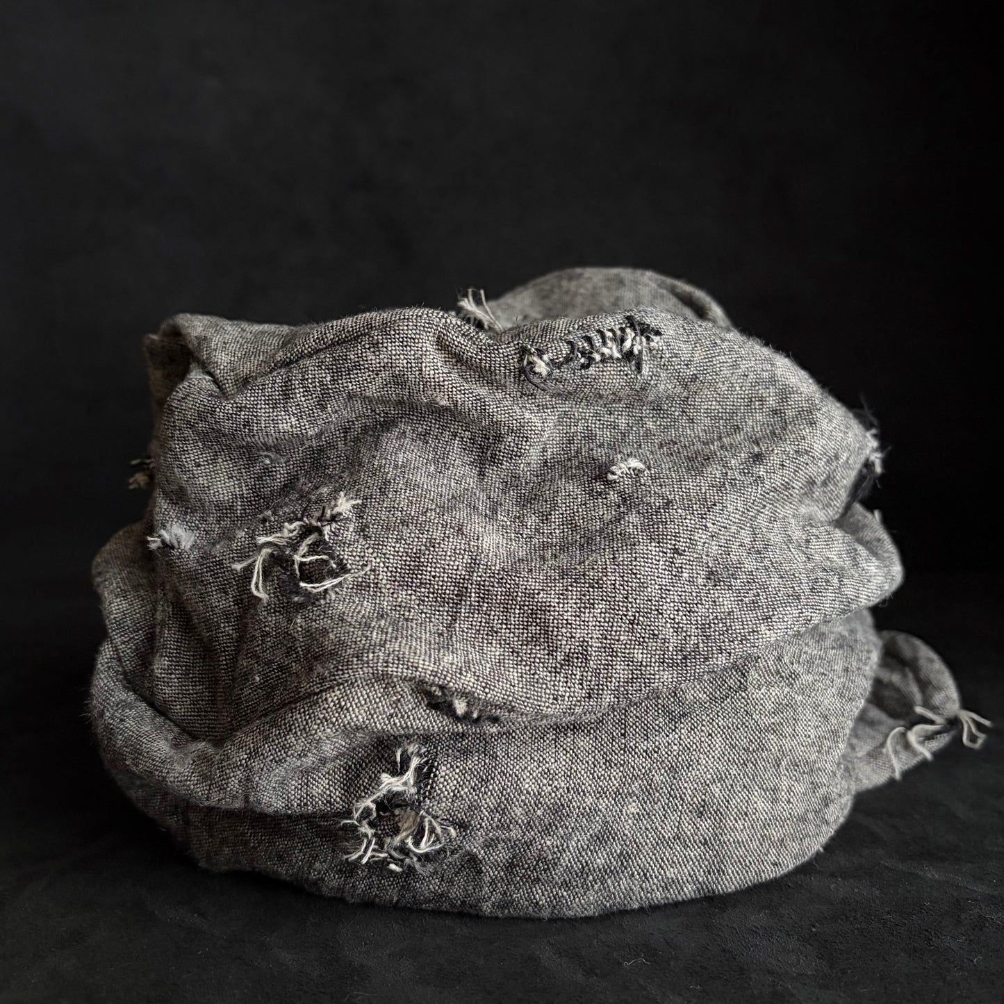 Slab black gray damage turn cap