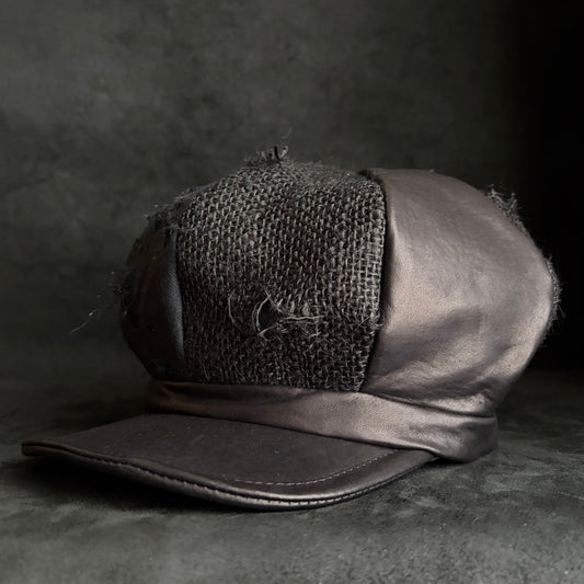 Black jute scrabble damage casquette (brim core)