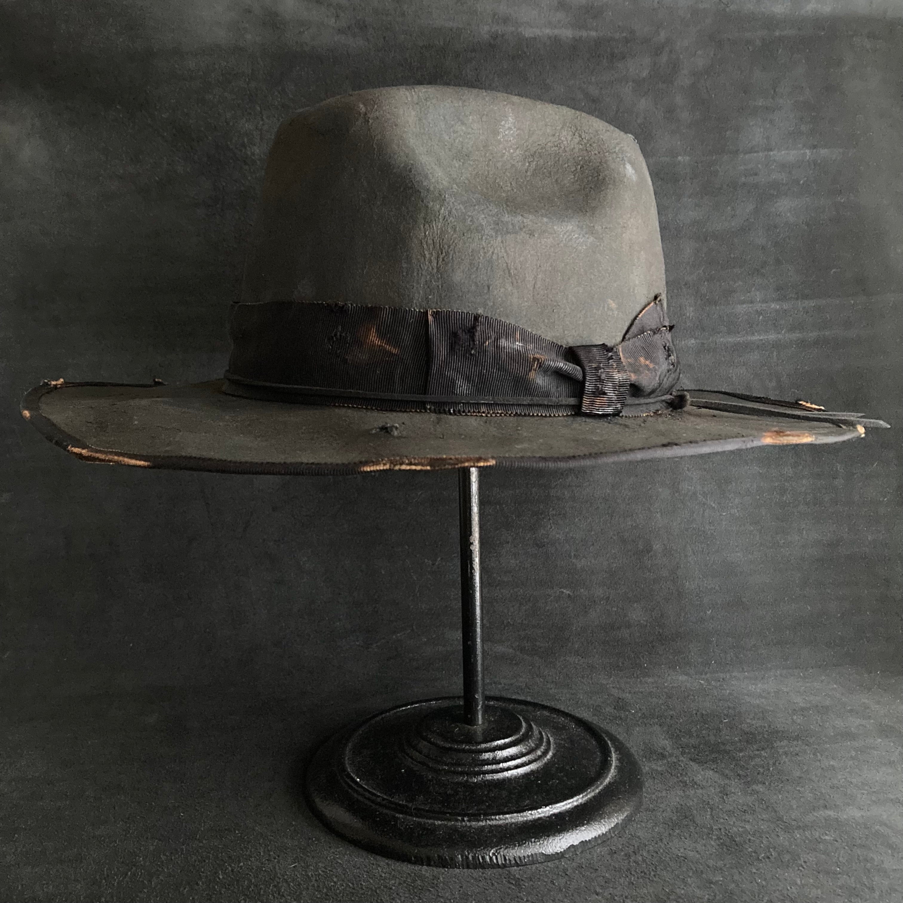 Charcoal burnt ribbon western hat – triangles hat