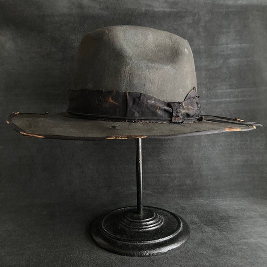 Charcoal burnt ribbon western hat