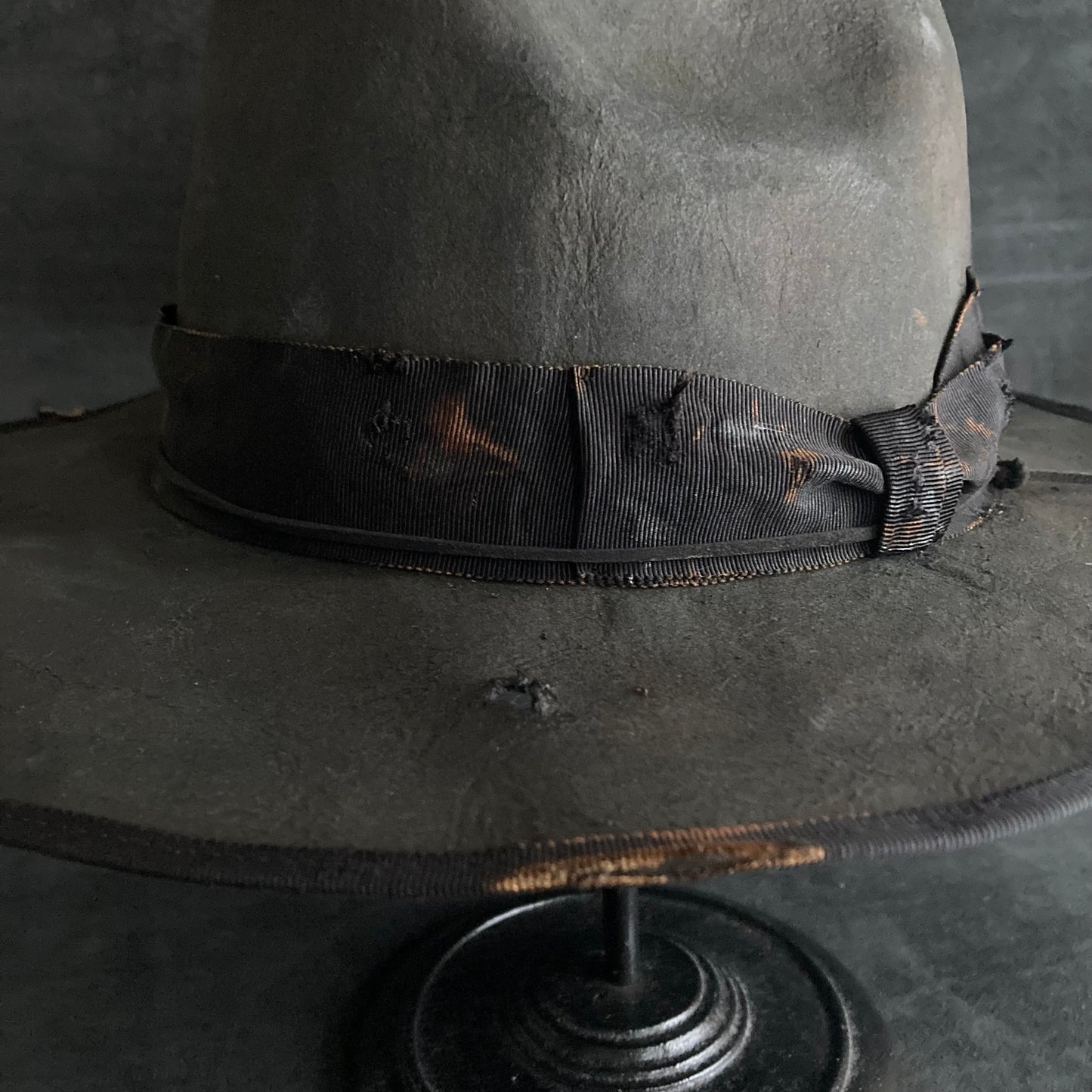 Charcoal burnt ribbon western hat