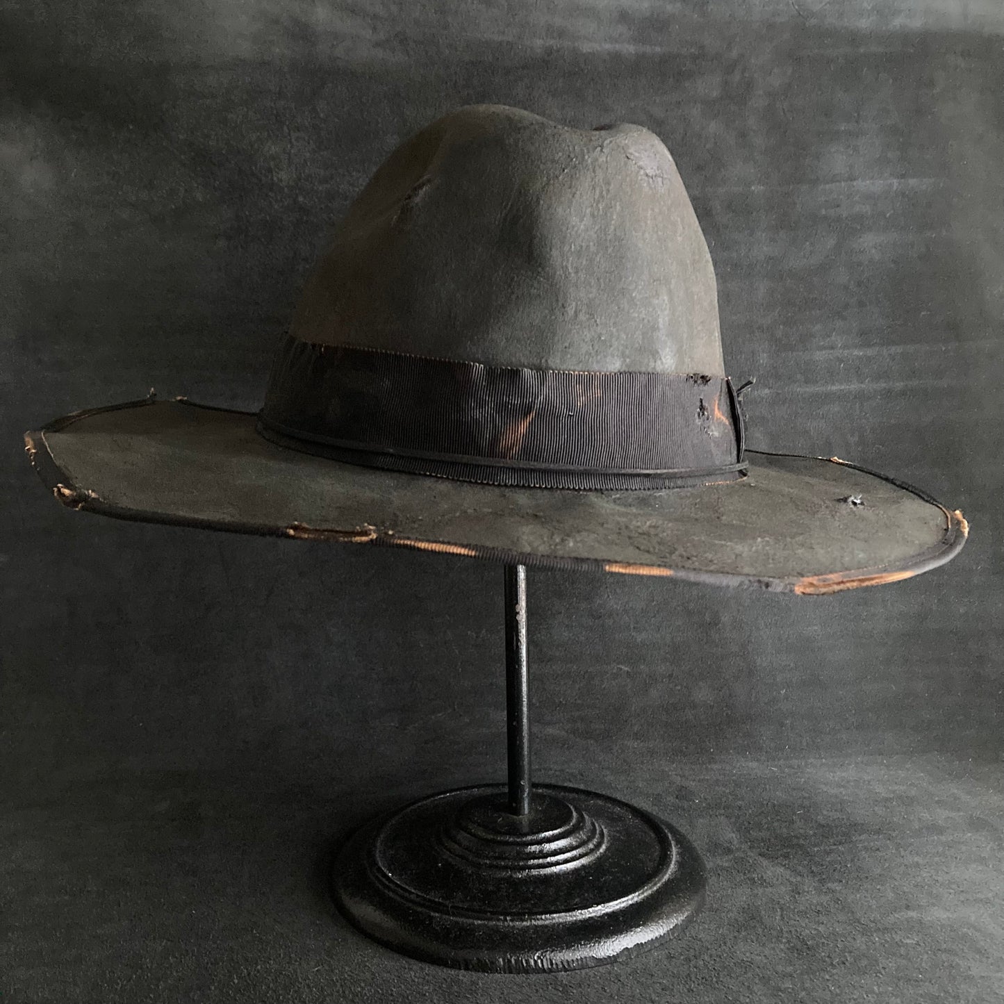 Charcoal burnt ribbon western hat