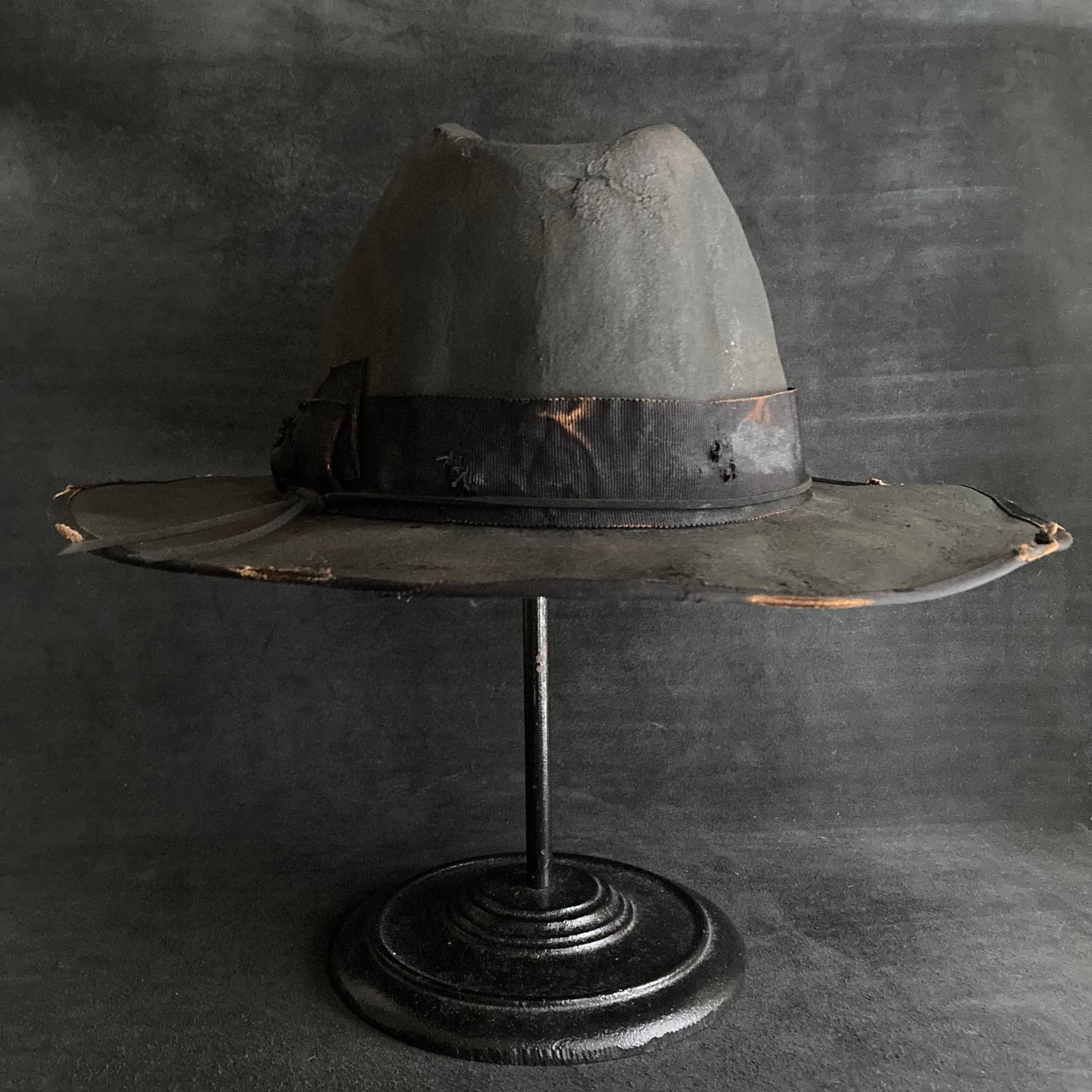 Charcoal burnt ribbon western hat