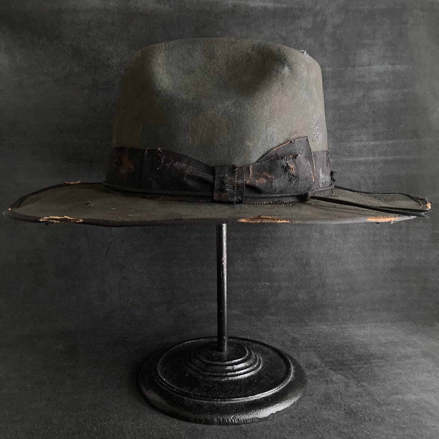 Charcoal burnt ribbon western hat