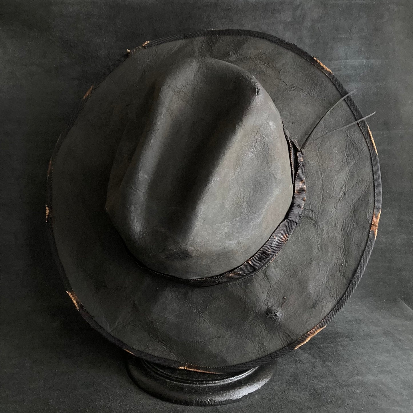 Charcoal burnt ribbon western hat