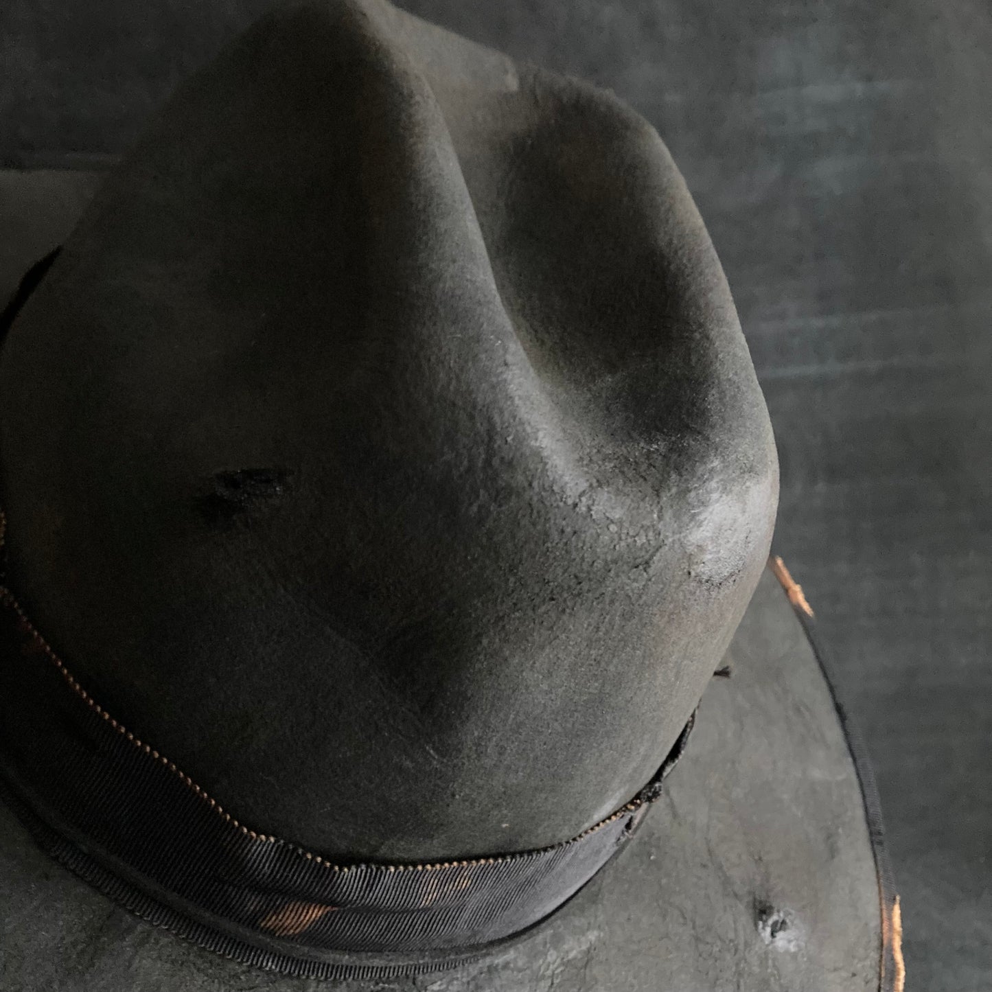 Charcoal burnt ribbon western hat