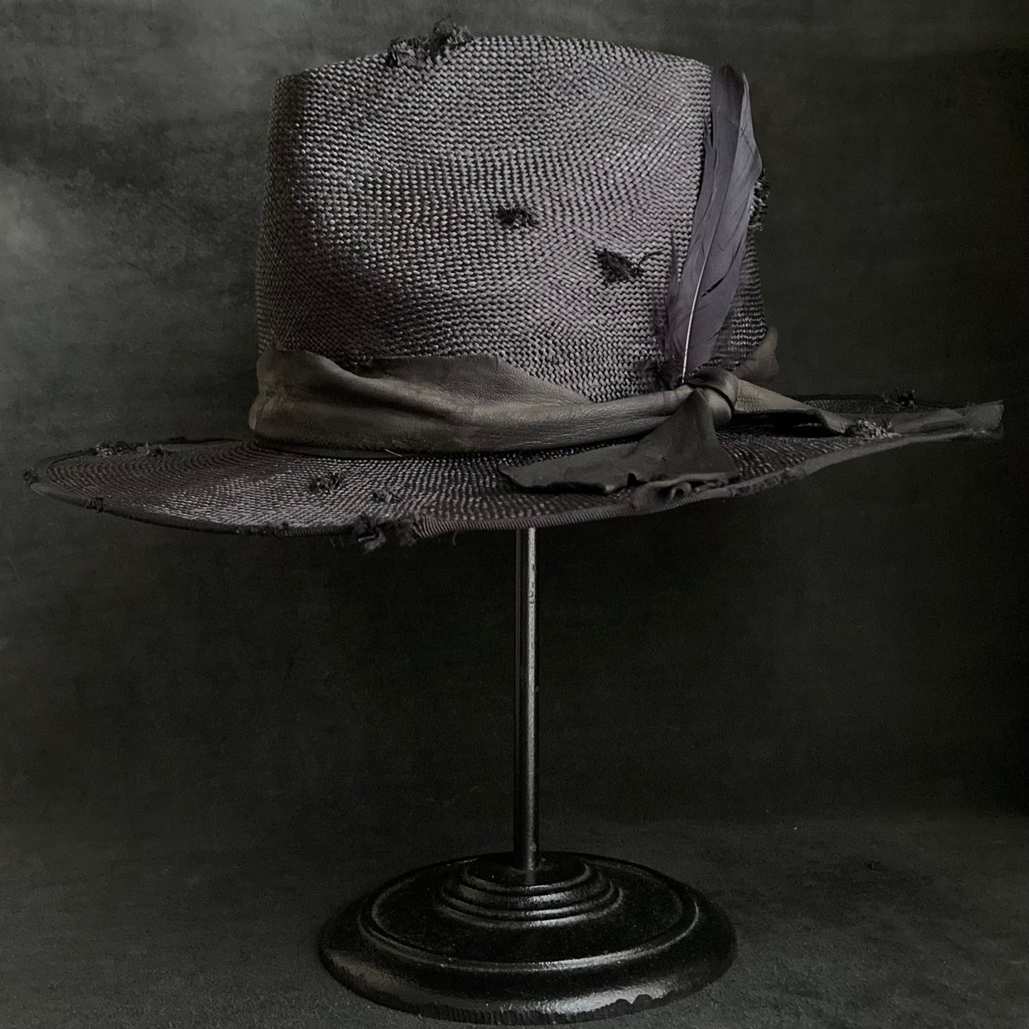 Double black sisol damage fedora hat